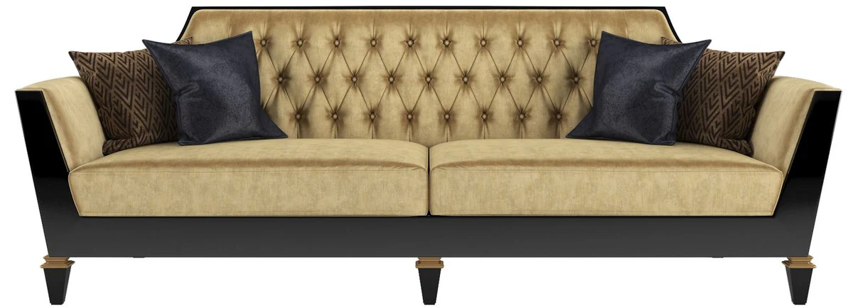 Luxury Baroque Living Room Set Gold / Black - 2 Sofas & 2 Armchairs & 1 Coffee Table & 2 Side Tables - Living Room Furniture in Baroque Style - Noble Baroque Furniture