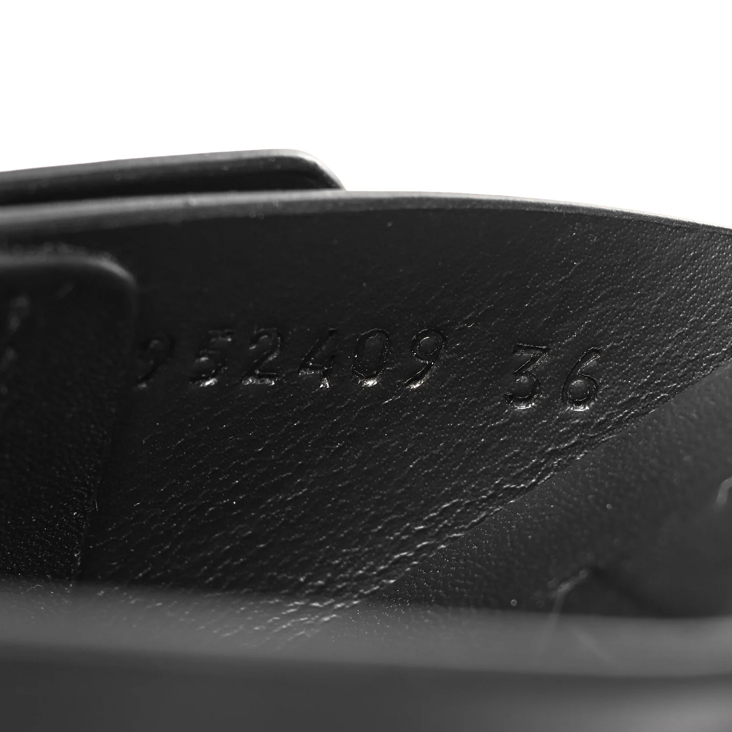 Calfskin Petal Belt Flat Sandal 36 Black - Top Club