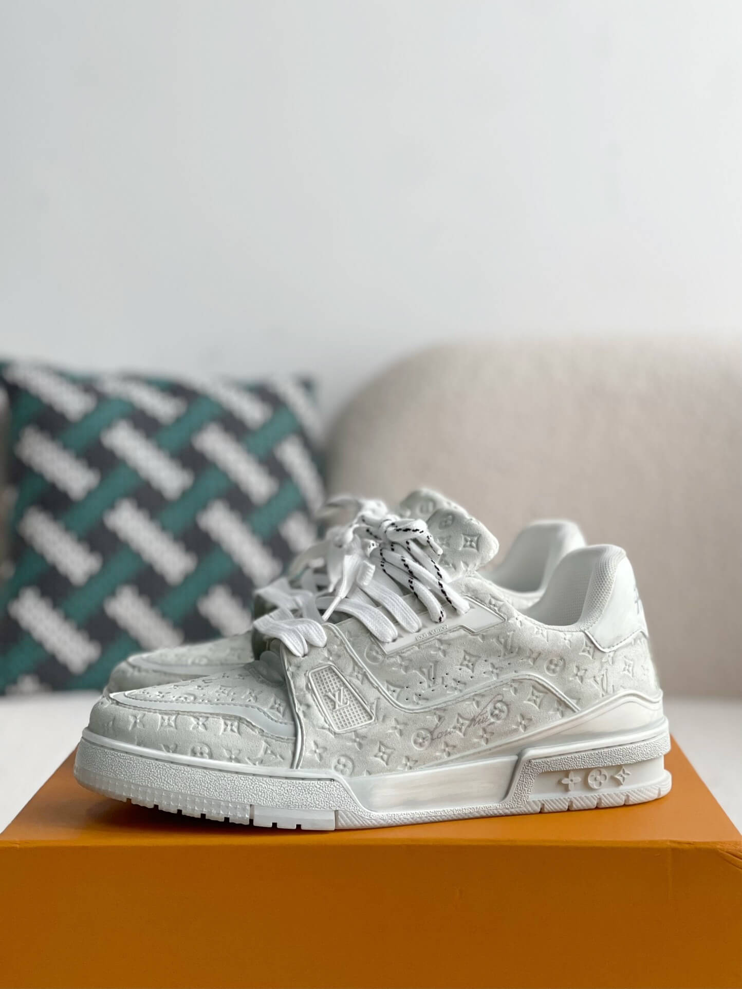 Louis Vuitton LV Trainer #54 Faded White Sneaker - Sneaker Replica Workshop