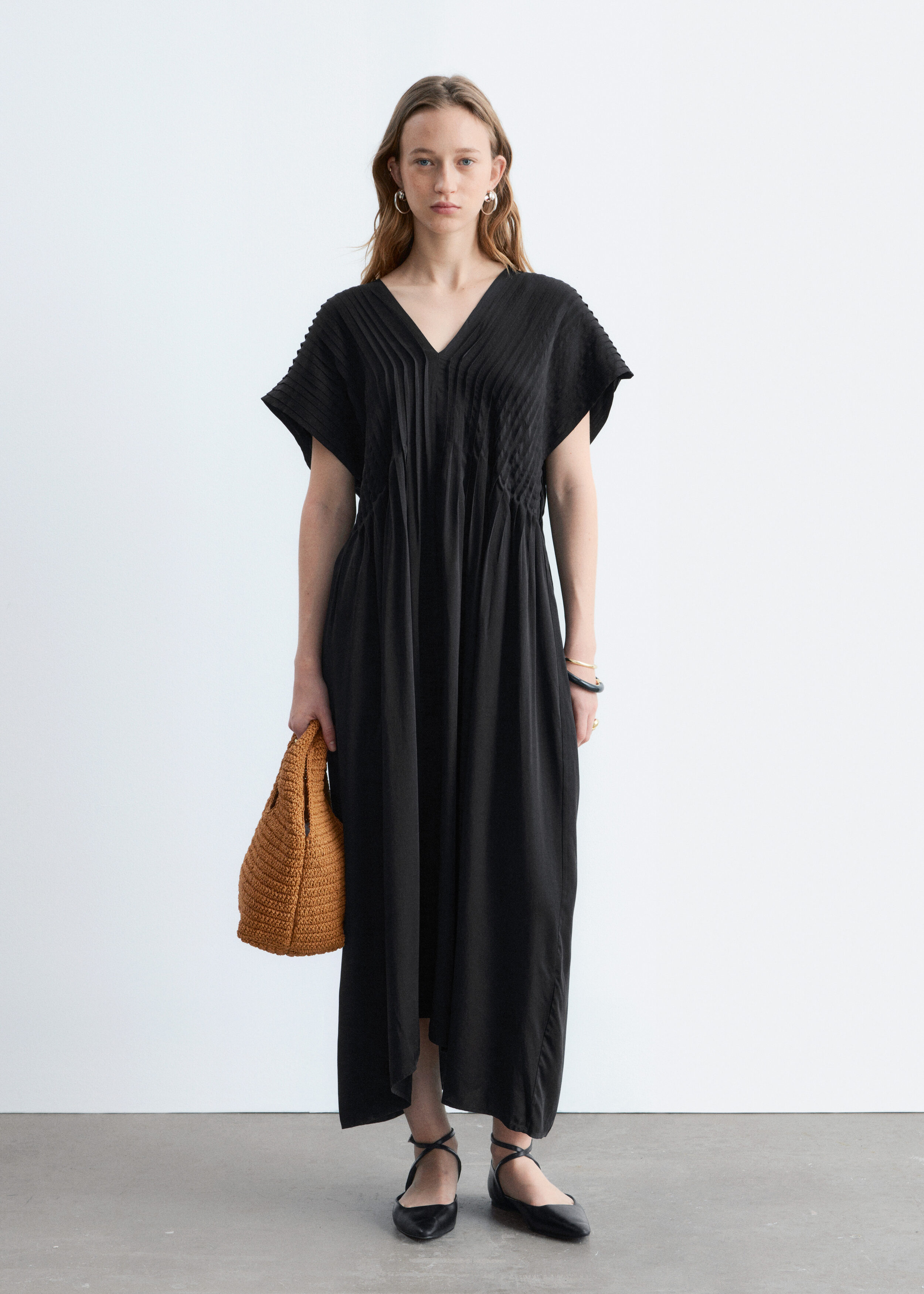 & Other Stories PLEATED DOLMAN MIDI DRESS