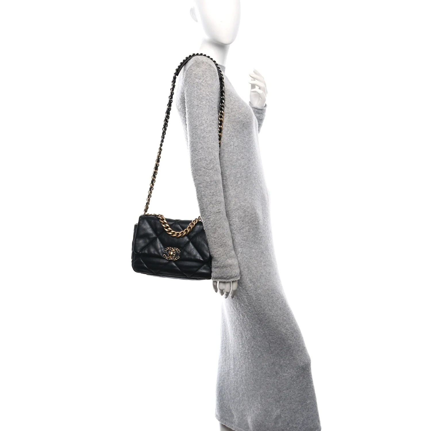 Lambskin Quilted Medium Chanel 19 Flap Black - Top Club