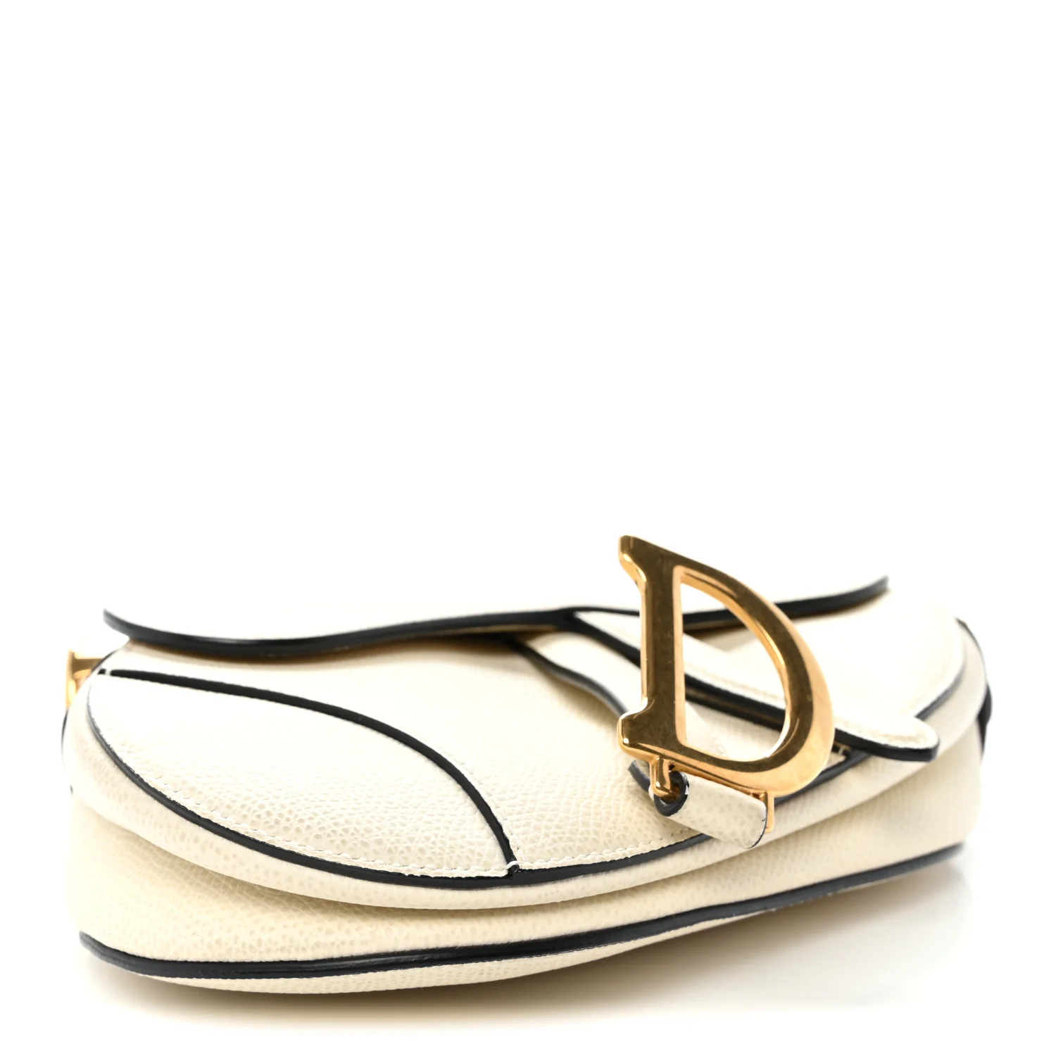 Grained Calfskin Mini Saddle Bag White - Top Club