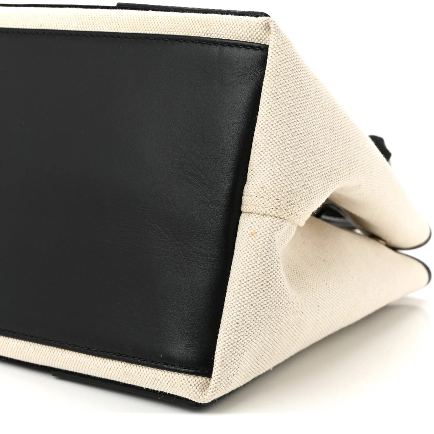 Cotton Canvas Satin Calfskin S Navy Cabas Natural Black - Top Club