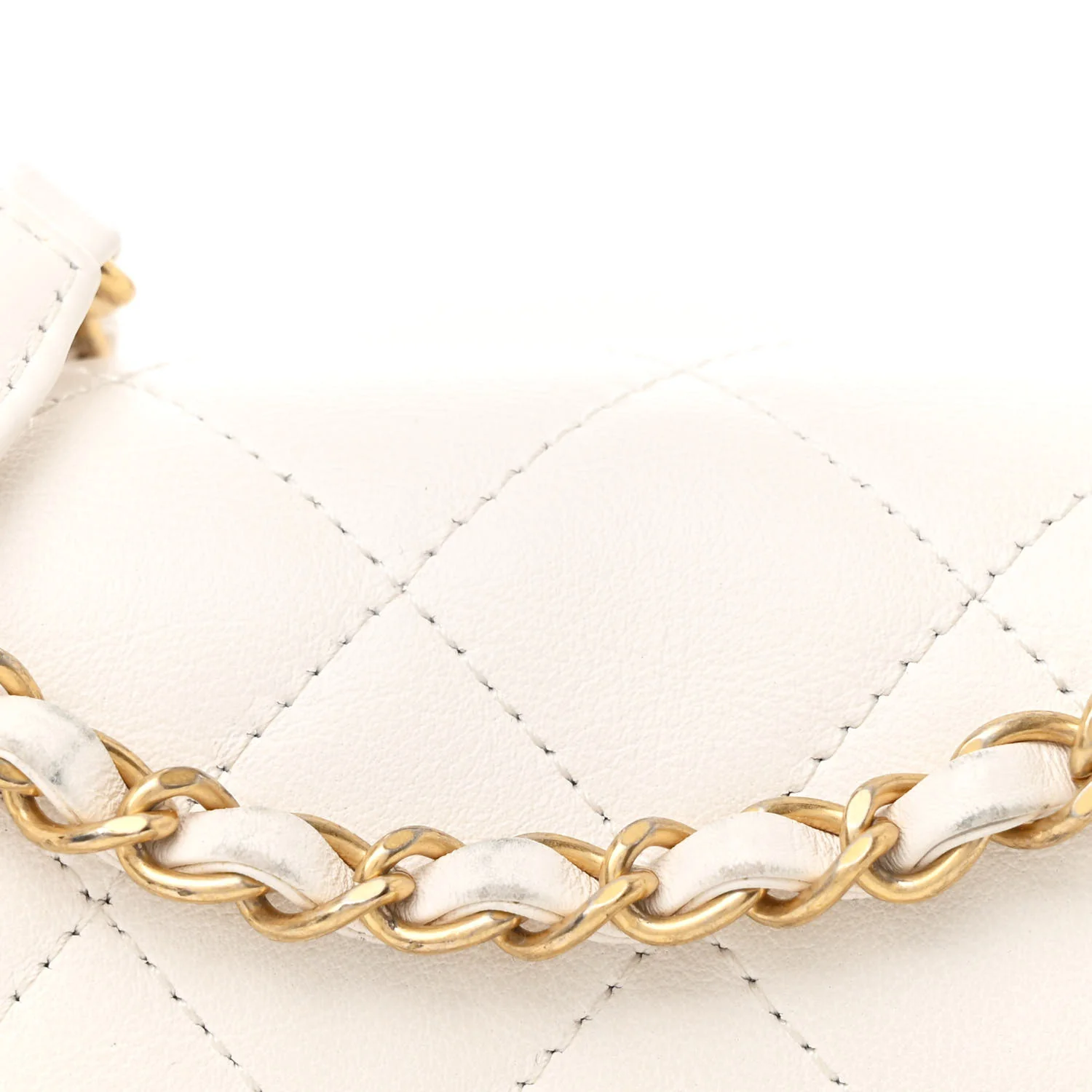 Calfskin Quilted Small Enchained Flap White - Top Club
