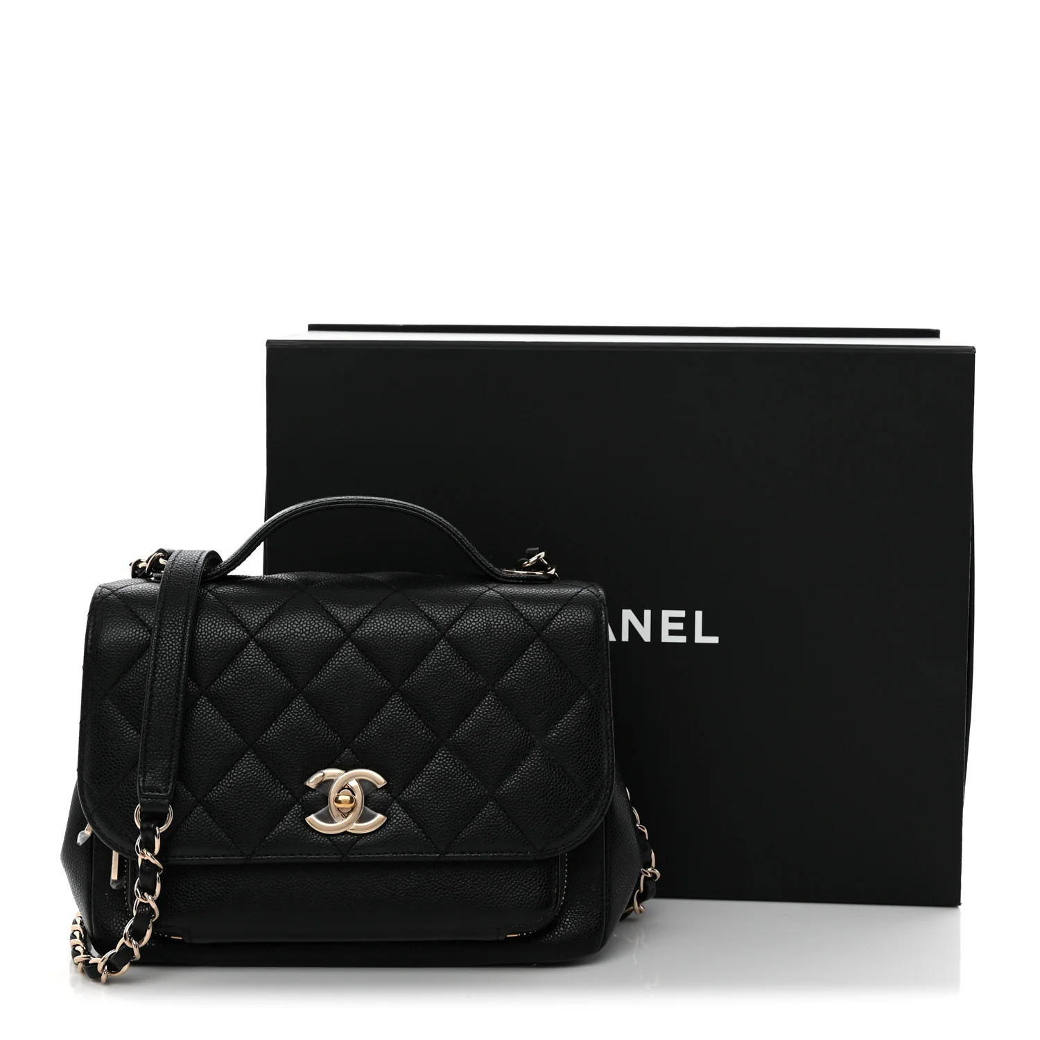 Caviar Quilted Medium Business Affinity Flap Black - Top Club