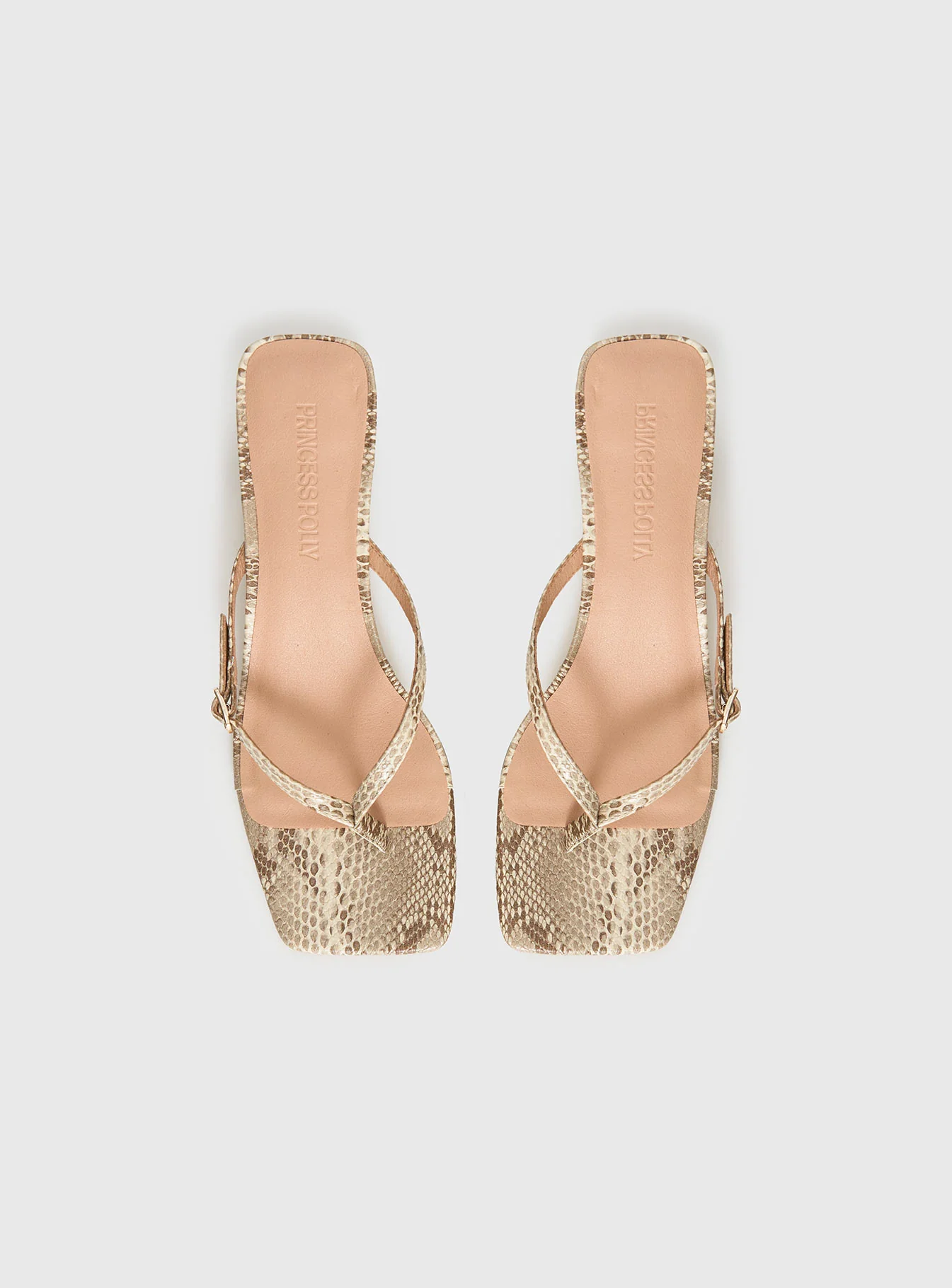 Veyla Square Toe Thong Heels Snake