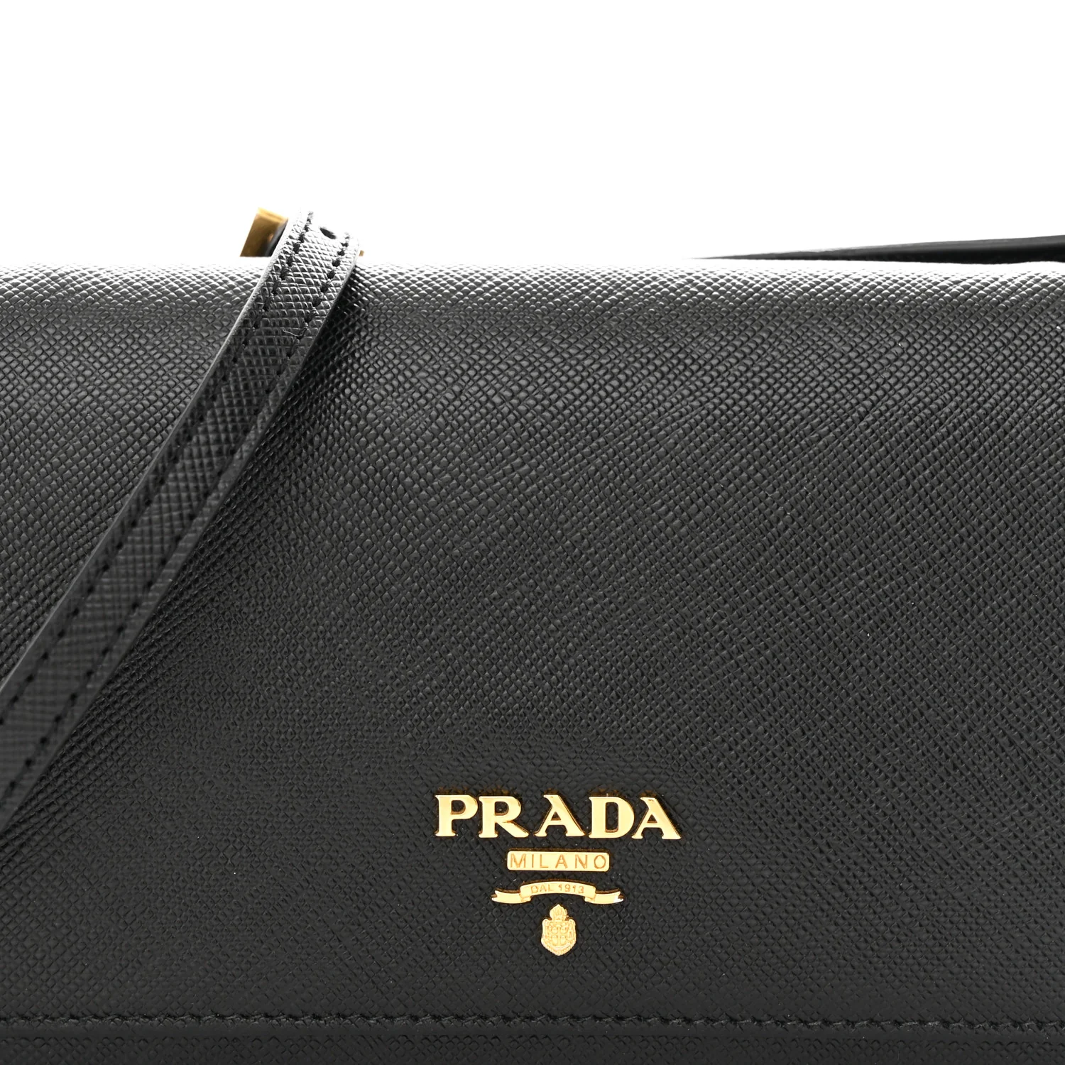 Saffiano Metal Flap Wallet With Strap Black - Top Club