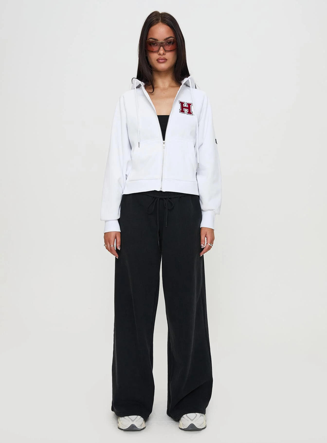 Harvard Raglan Zip Up White / Red