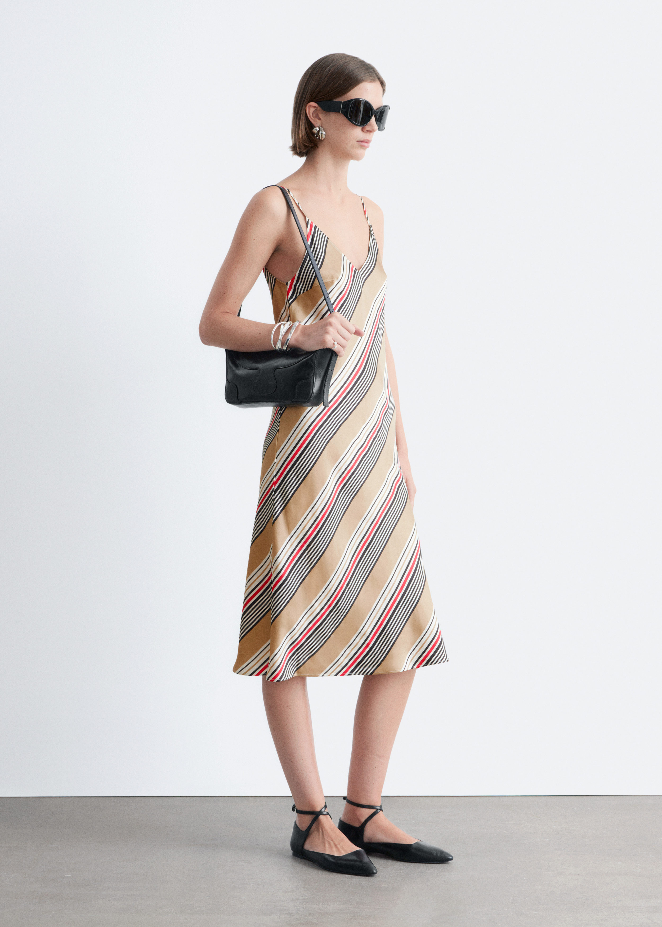& Other Stories SATIN SLIP MIDI DRESS