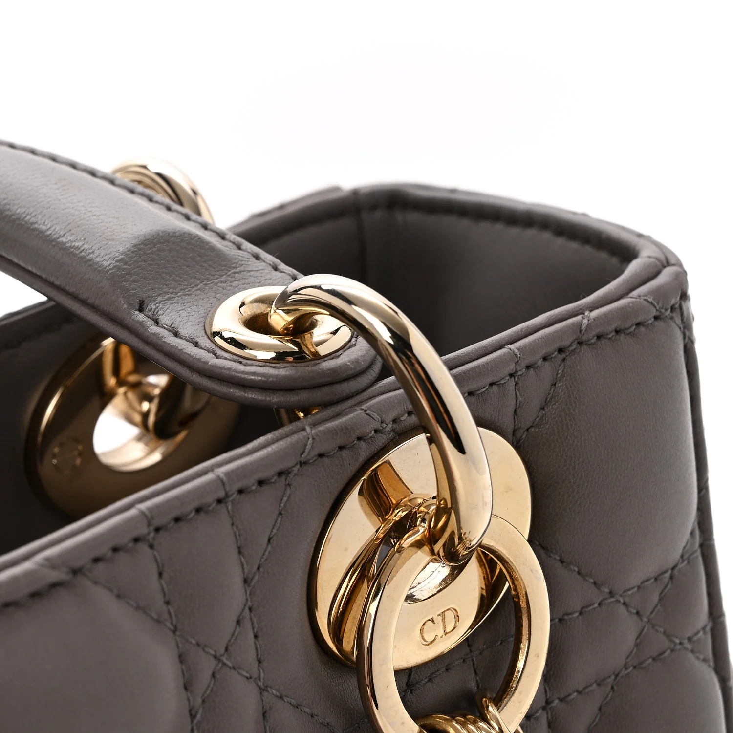 Lambskin Cannage Small Lady Dior Grey - Top Club
