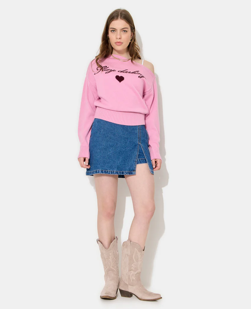 Pimkie Pull asymétrique avec écriture poitrine