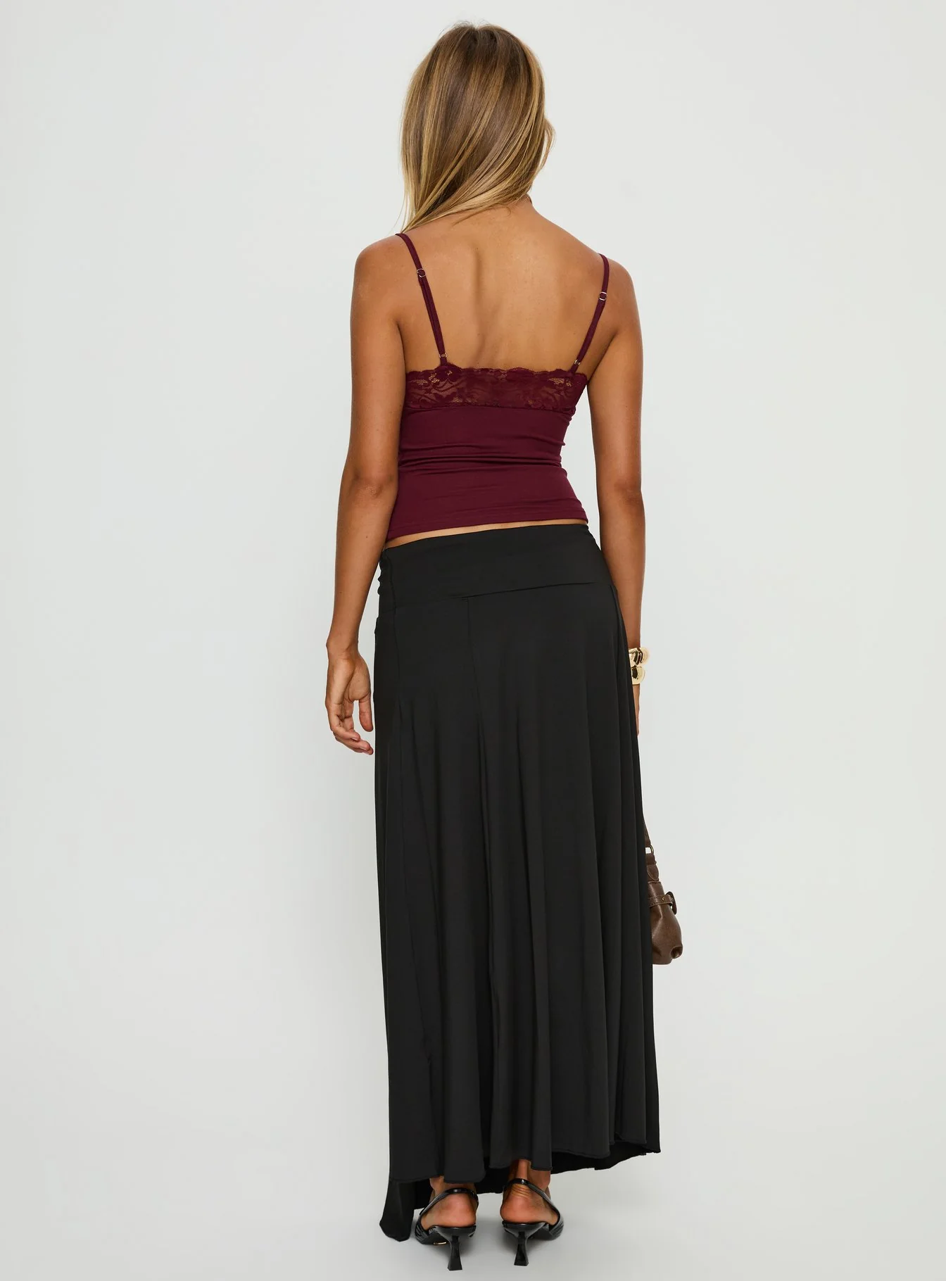Nola Hardware Slit Maxi Skirt Black