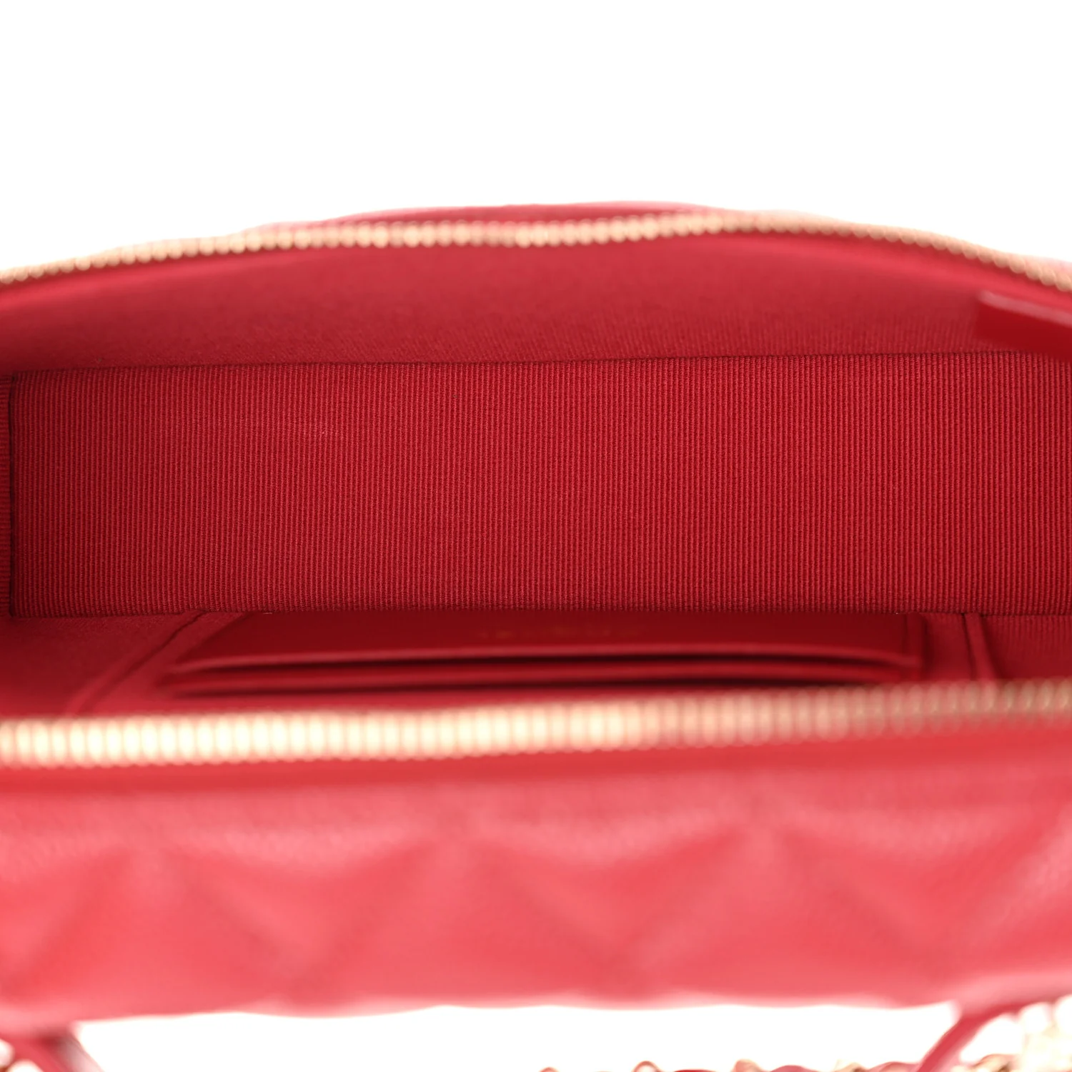 Caviar Quilted Top Handle Slim Vanity With Chain Red - Top Club
