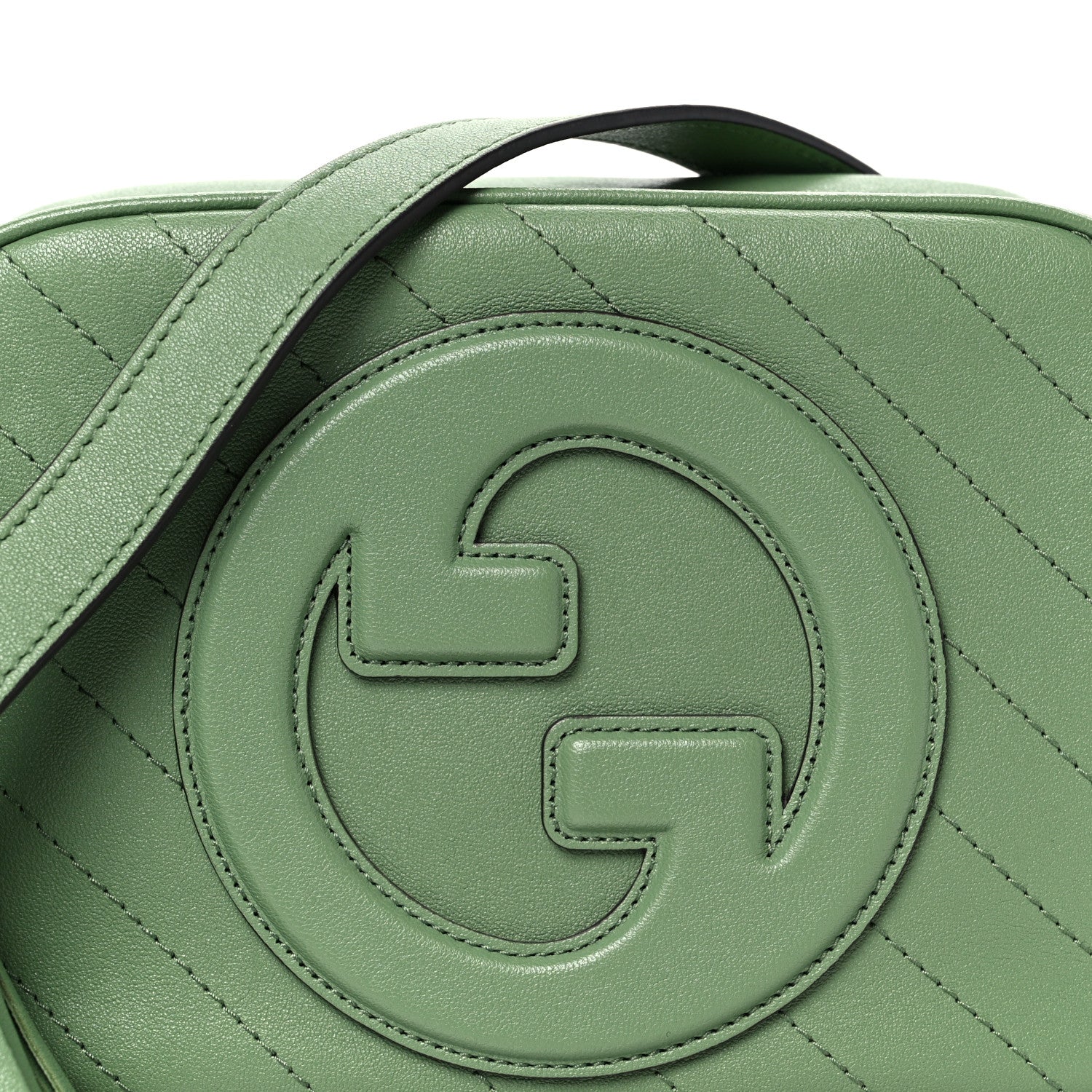 Sakai Be Green Calfskin Diagonal Stitched Small Blondie Shoulder Bag Green Soil Grass - Top Club