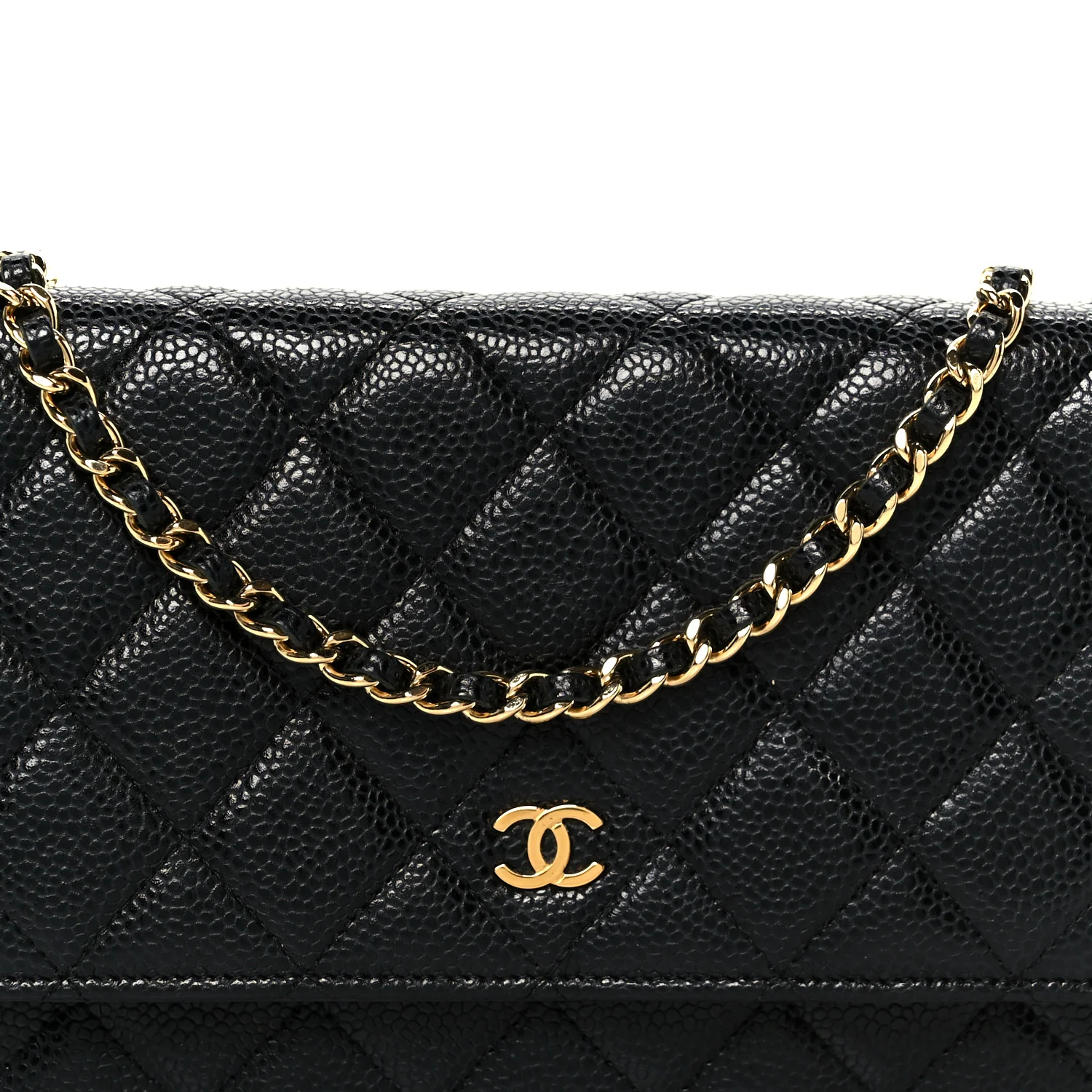 Caviar Quilted Wallet on Chain WOC Black - Top Club