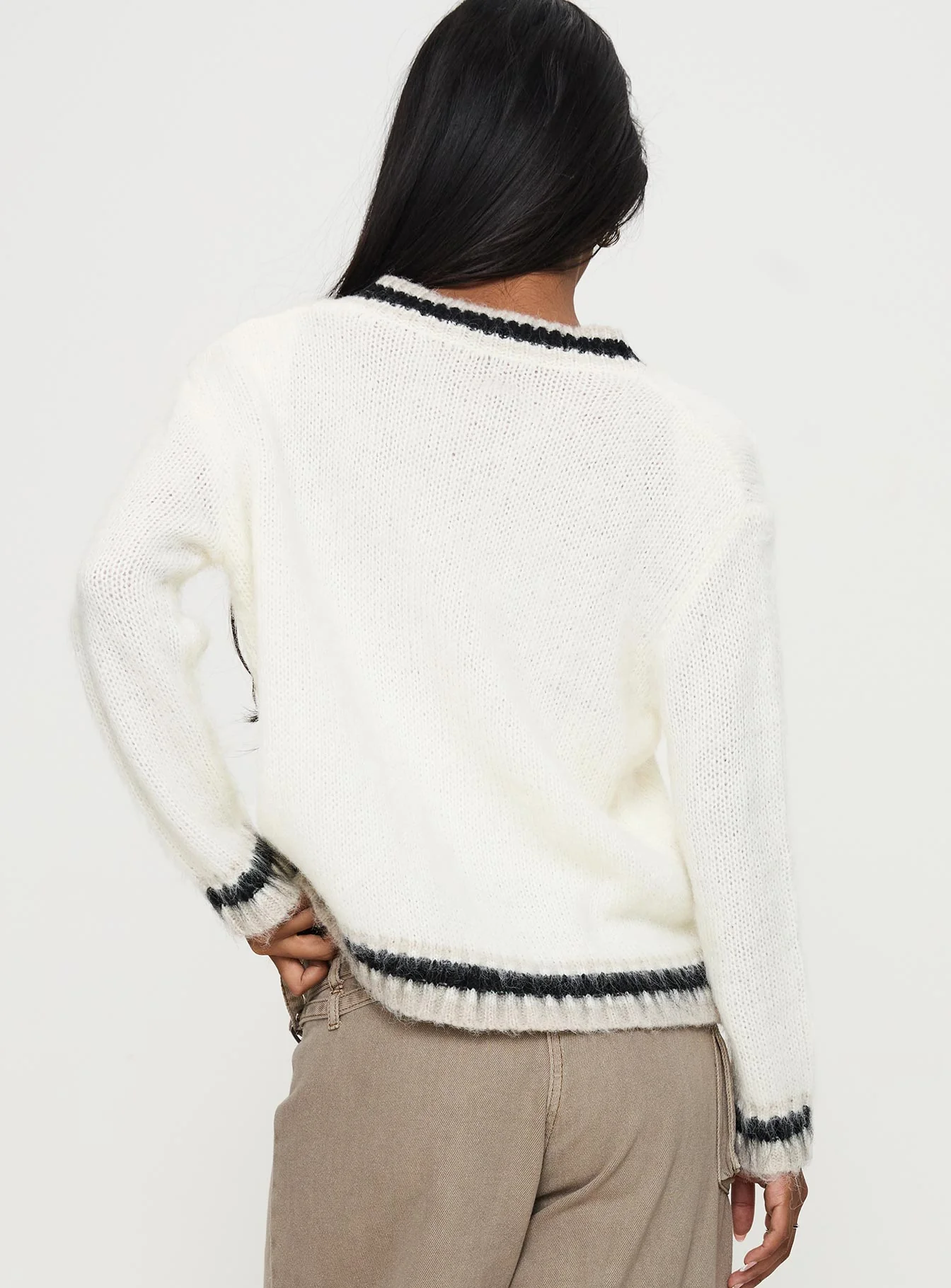 Federation V Neck Knit Sweater White