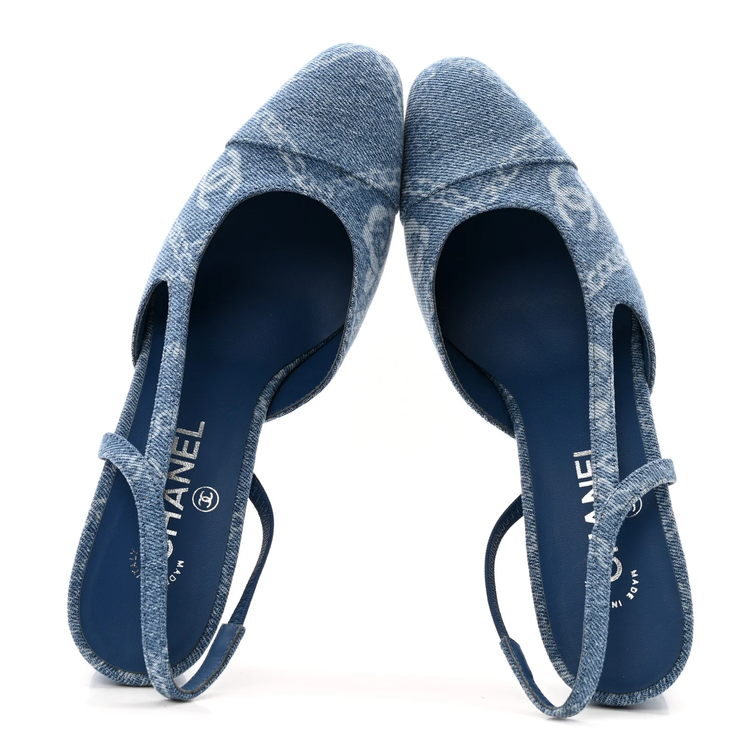 Denim Cap Toe Denim Slingback Pumps 39 Blue