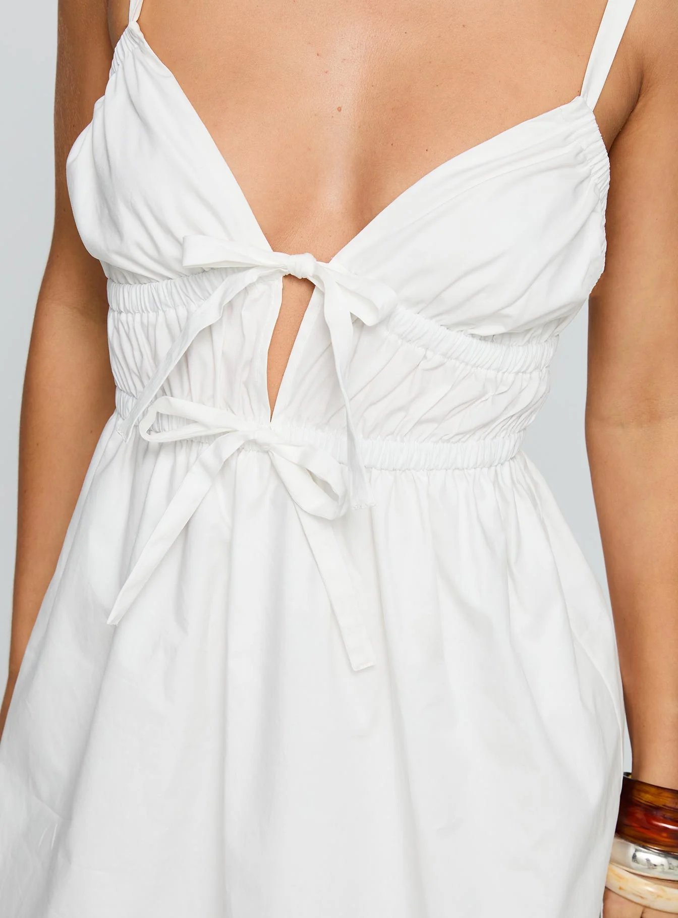 Viviette Ruched Mini Dress White