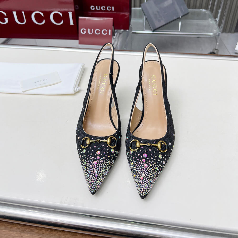 Gucci Women s slingback pump with crystal Horsebit - Top Club
