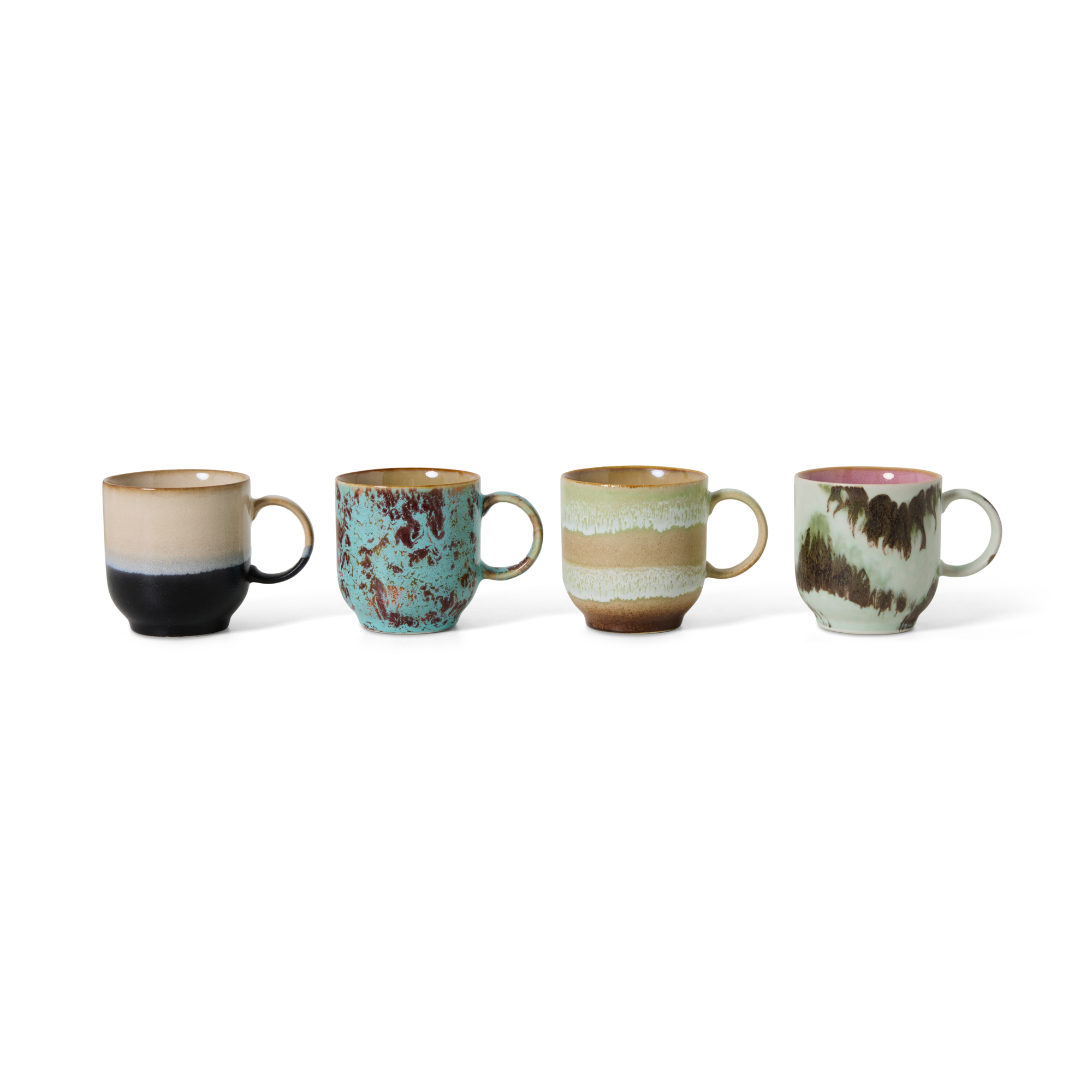 Servies 70's Ceramics cafe mug Abstract - set van 4
