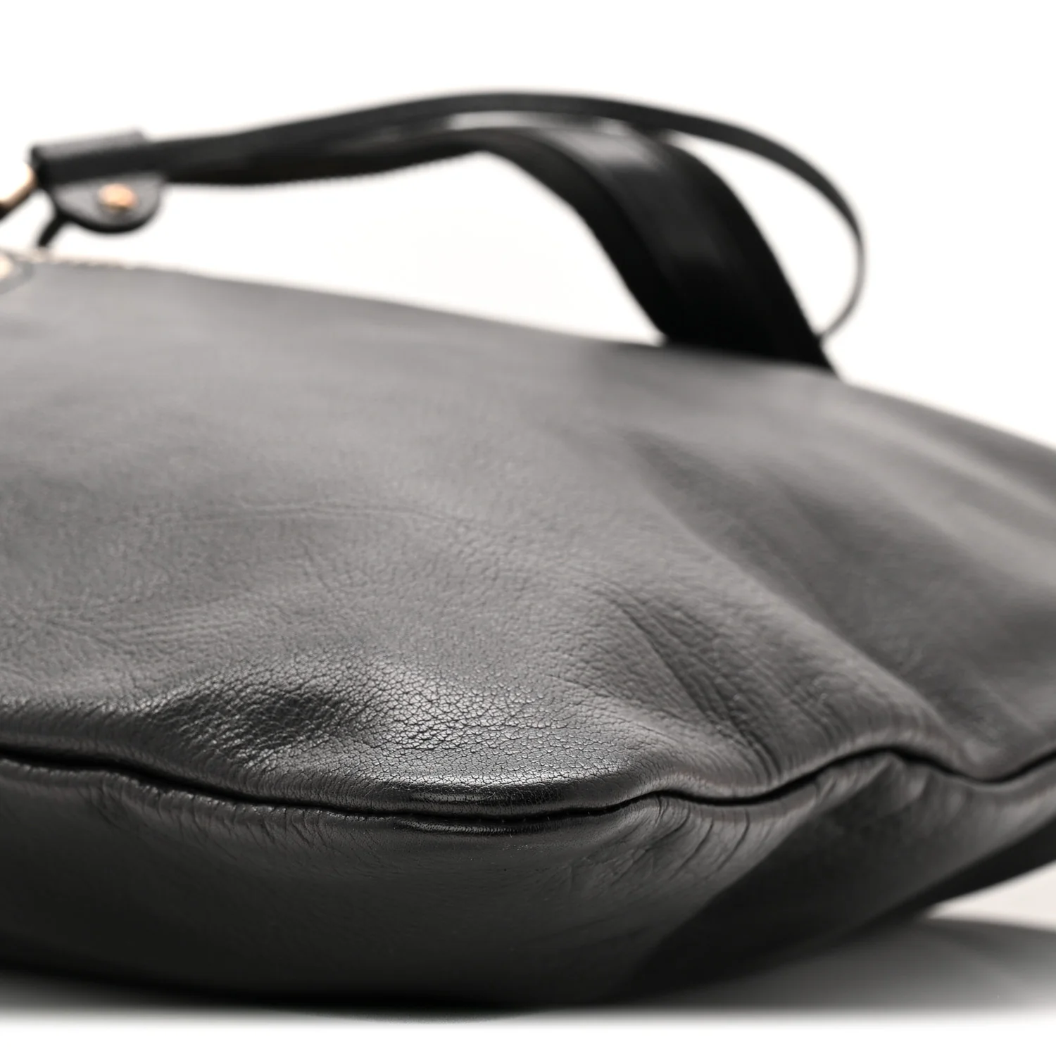 Calfskin Studded Drawstring Tote Black - Top Club
