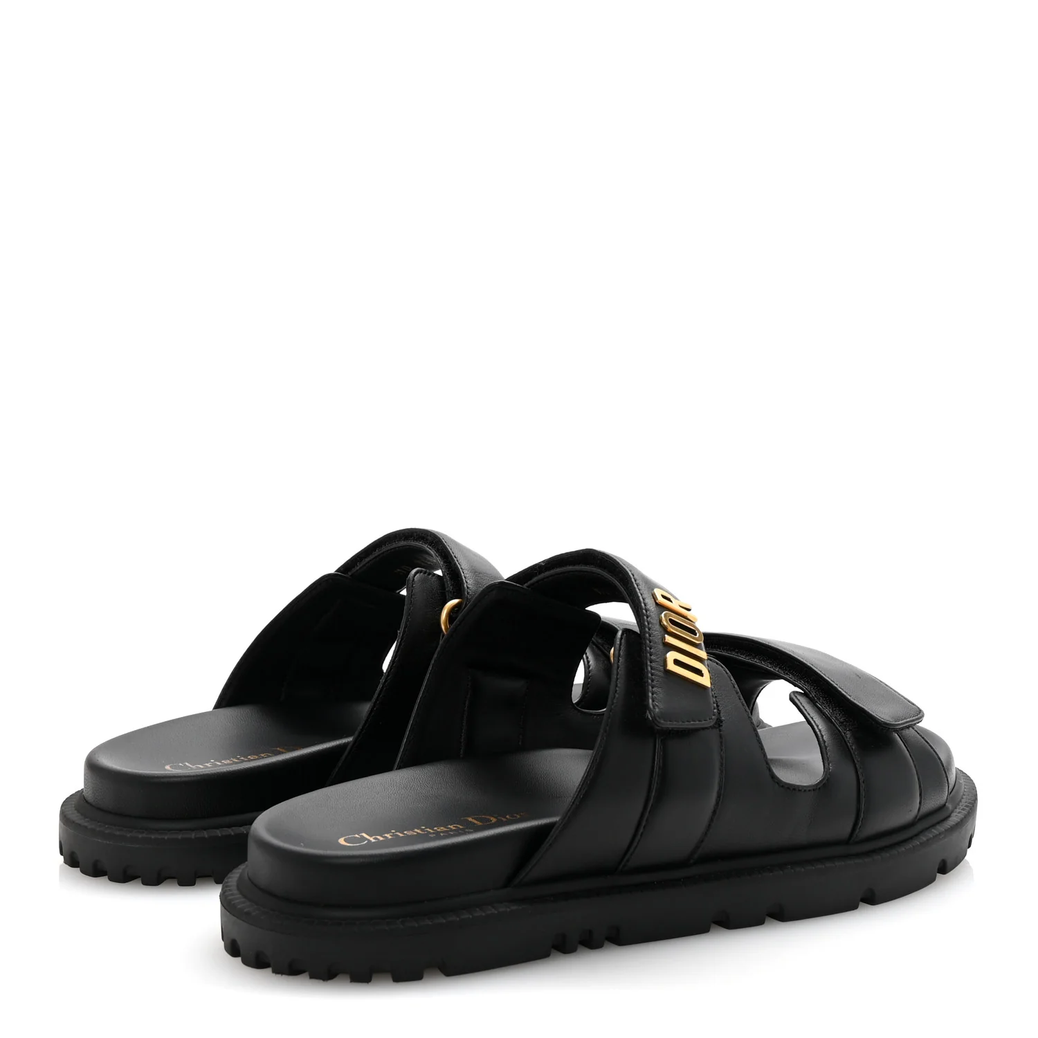 Lambskin Dioract 10mm Slide Sandals 39.5 Black - Top Club