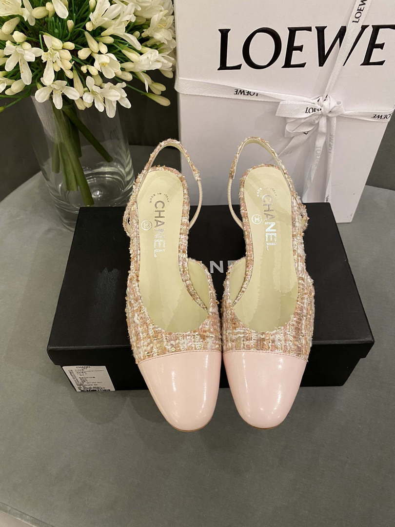 Chanel Women's G31318 Slingbacks Goatskin Grosgrain Sandals Shoes C91003 - Sneaker Replica Workshop