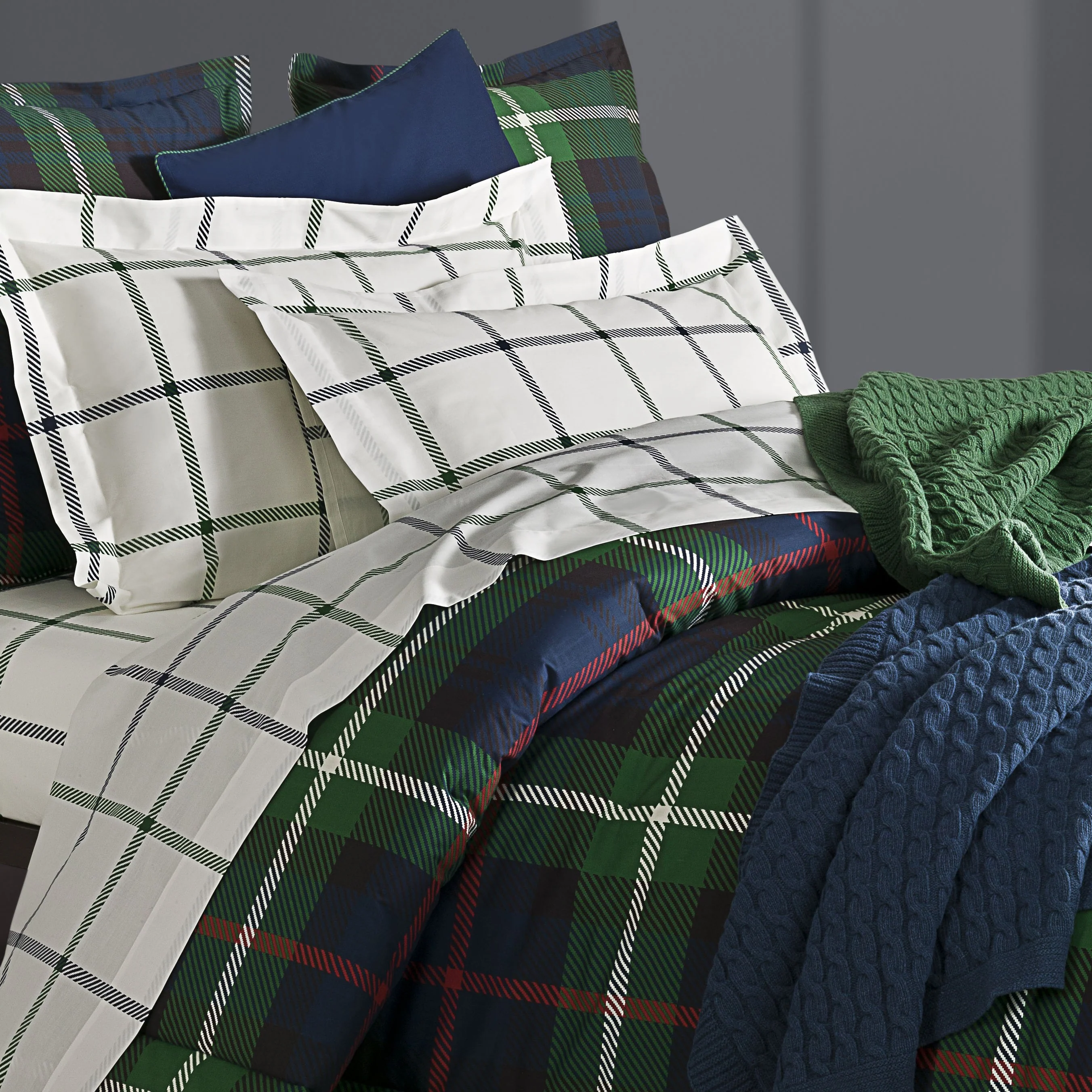 Completo Copripiumino In Percalle Scozia Matrimoniale