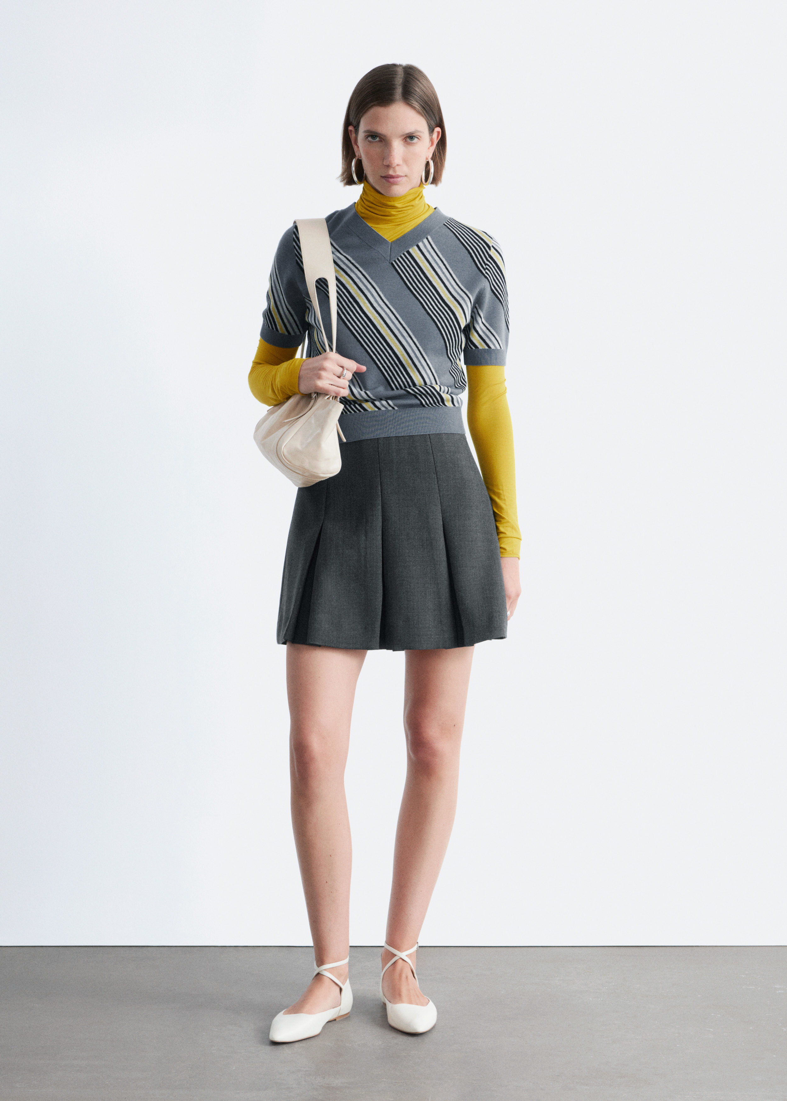 & Other Stories PLEATED WOOL MINI SKIRT
