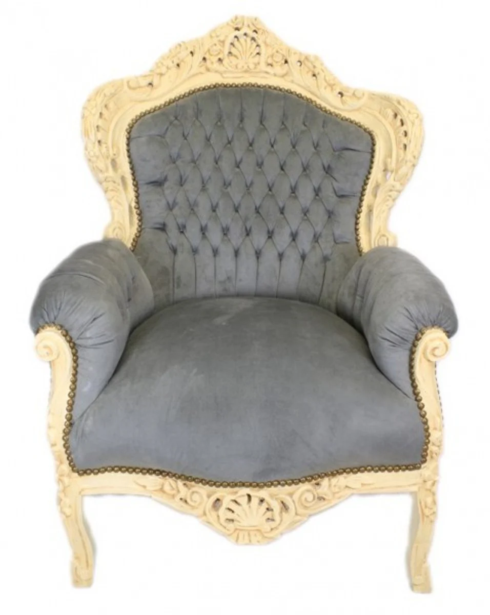 Baroque Armchair King Gray / Antique Style Cream - Furniture