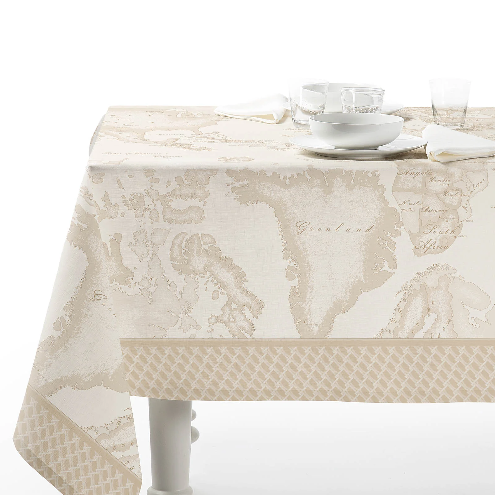 Tovaglia In Cotone Geo White Monogram Cm. 150X150 Unica Alviero Martini 1A Classe