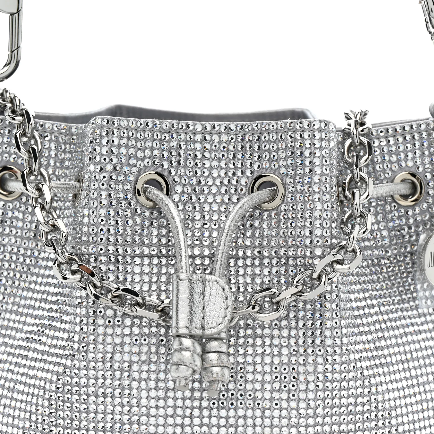 Satin Crystal Embellished Medium Piper Bucket  Silver Rhine - Top Club