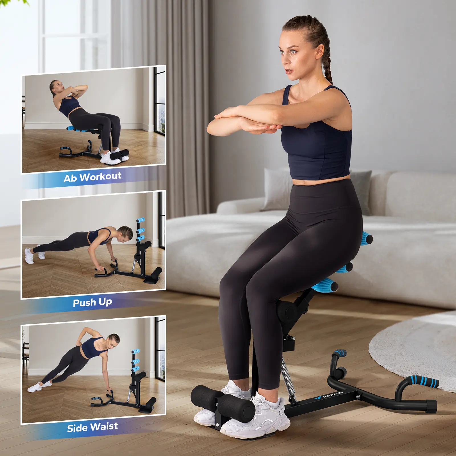 Merach Deep Squat Machine, Multi-Level Adjustable Structure With 300Lbs Weight Capacity, Versatile Gear For Abs Glutes Legs Arms Shaping, Practical Sit Up Push Up Workout Tools, Fitness Equipment For Daily Home Gym Workouts Summervibes