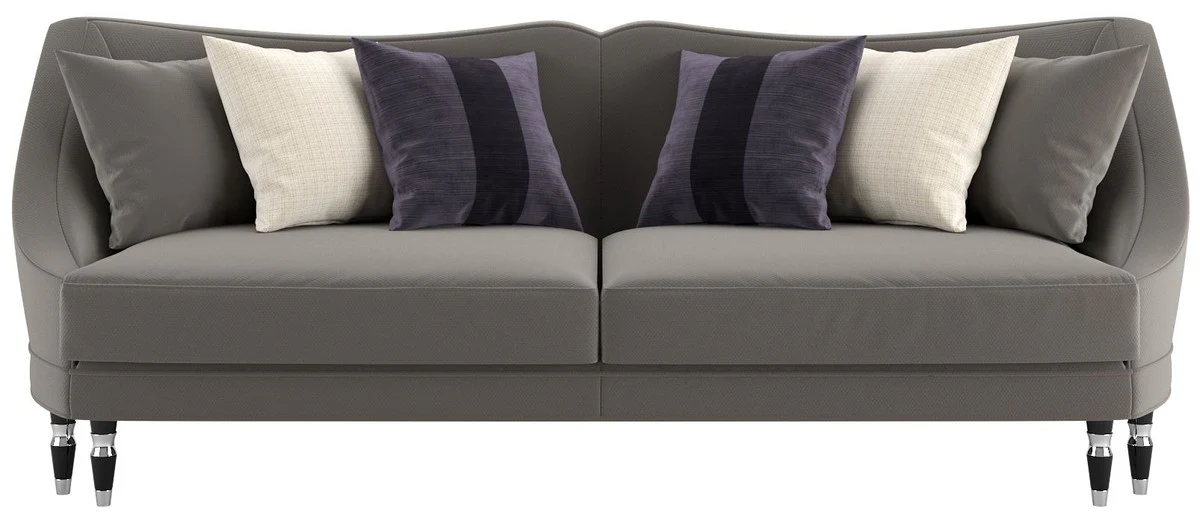 Luxury Art Deco living room sofa gray / black / silver 250 x 100 x H. 103 cm - Luxury quality - Art Deco furniture