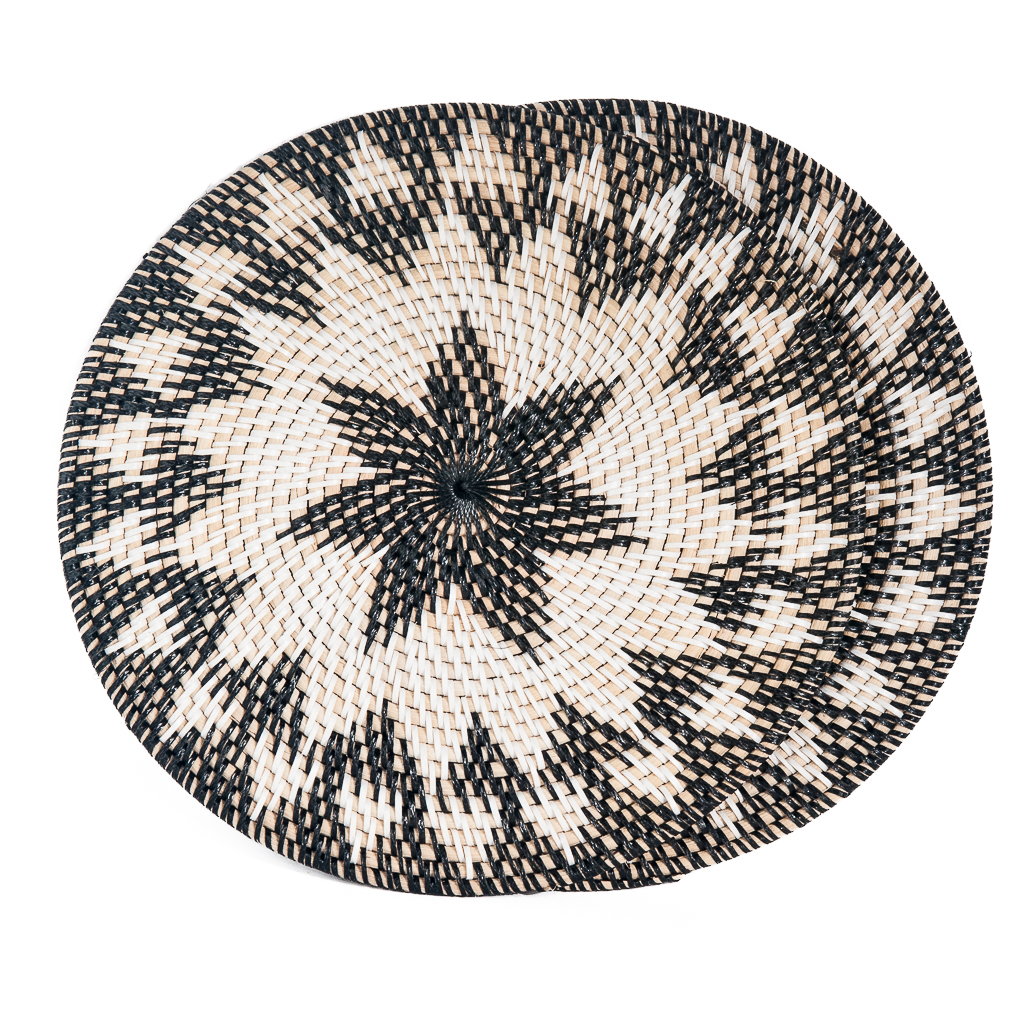 Placemat rotan zwart/naturel - set van 2