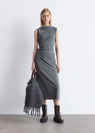 & Other Stories SLEEVELESS DRAPED MIDI DRESS
