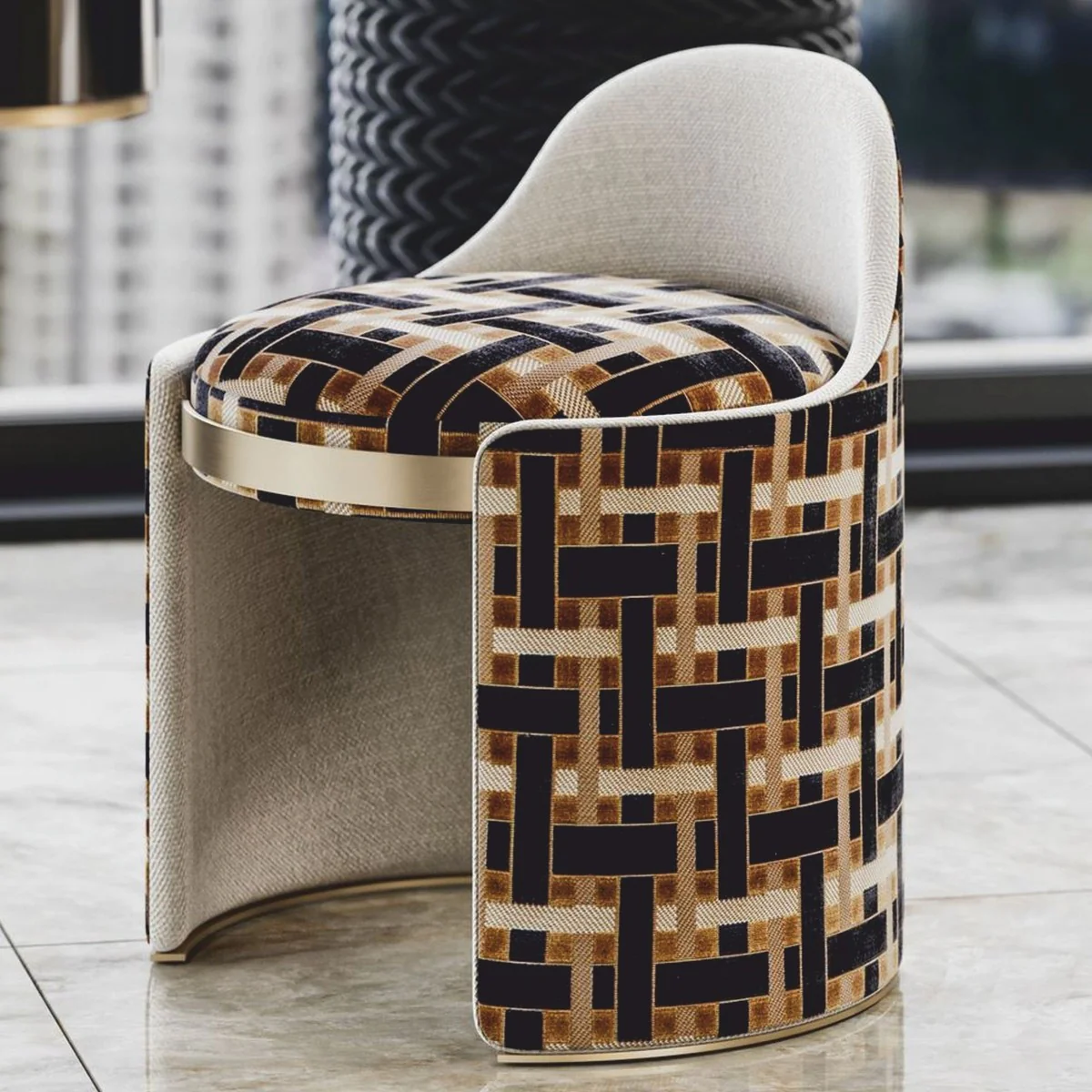 Luxury stool brown / gray / massing H. 60 cm - luxury hotel furniture