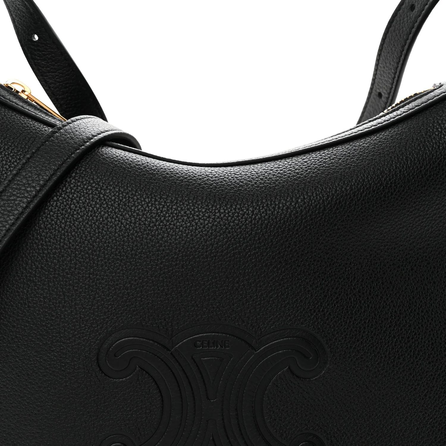 Supple Calfskin Cuir Triomphe Small Heloise Shoulder Bag Black - Top Club