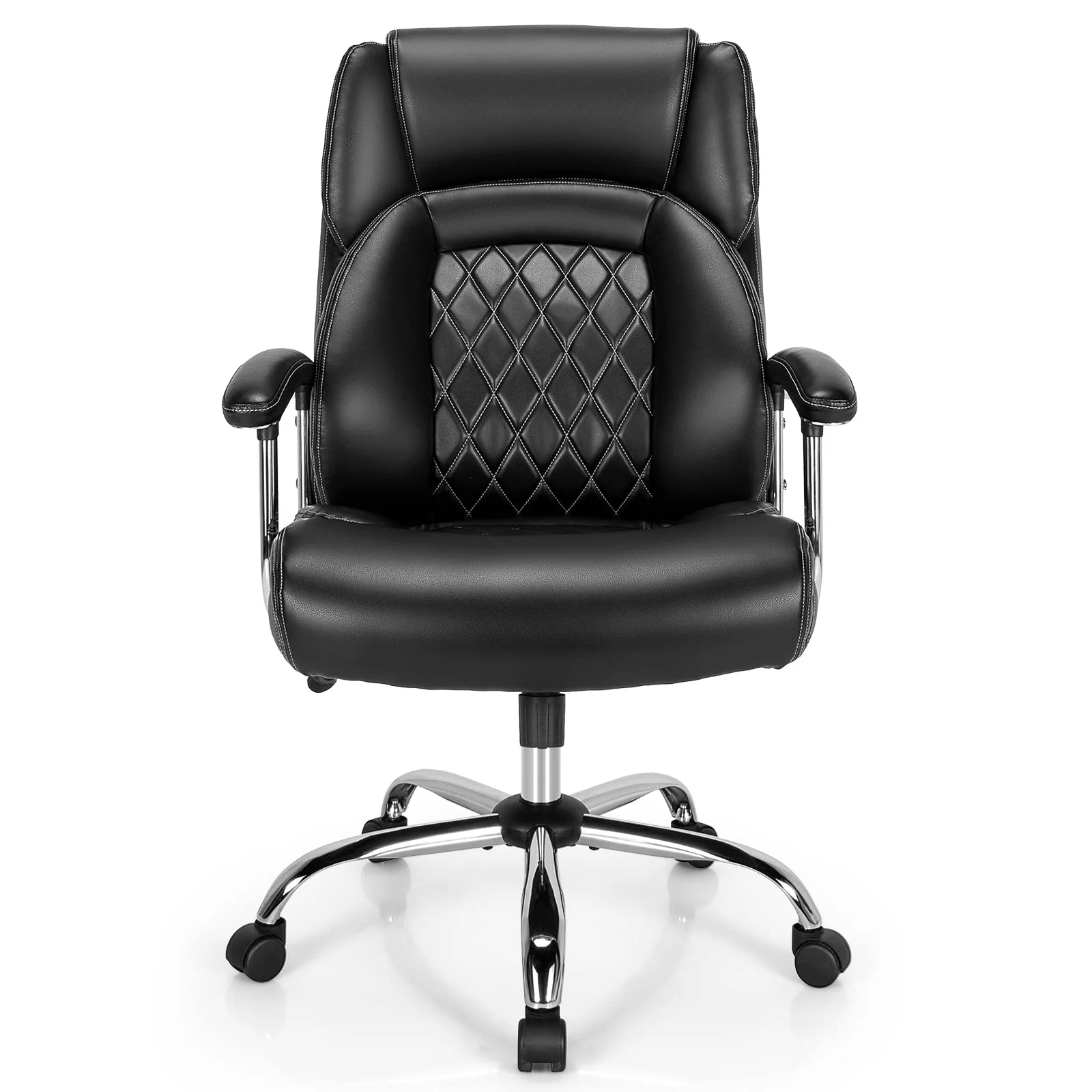 BEFOUNDLOVELY 500LBS Big and Tall Office Chair, Wide Seat Large Leather Executive Chair w/Heavy Duty Metal Base
