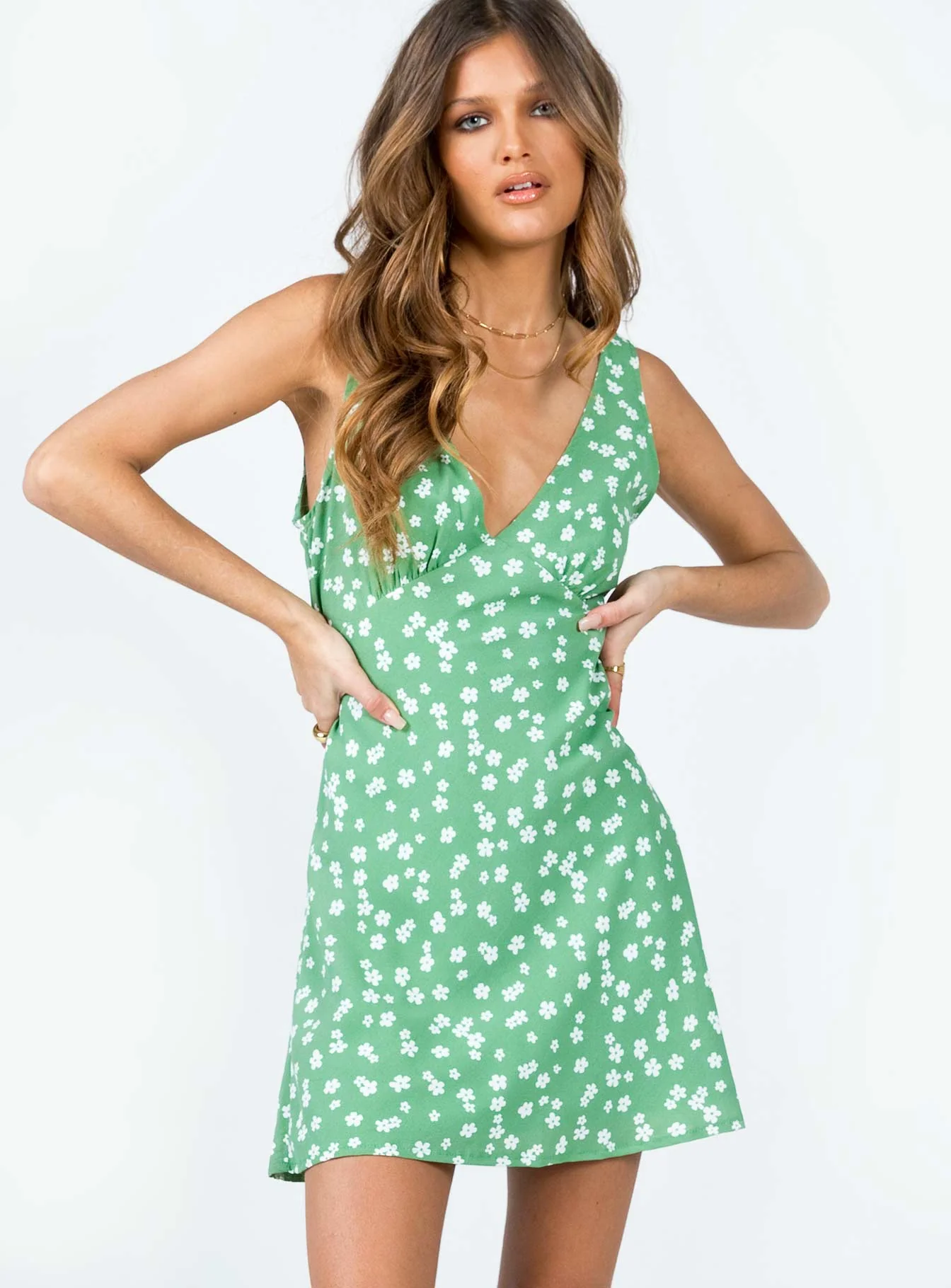 Nellie Mini Dress Sage Floral