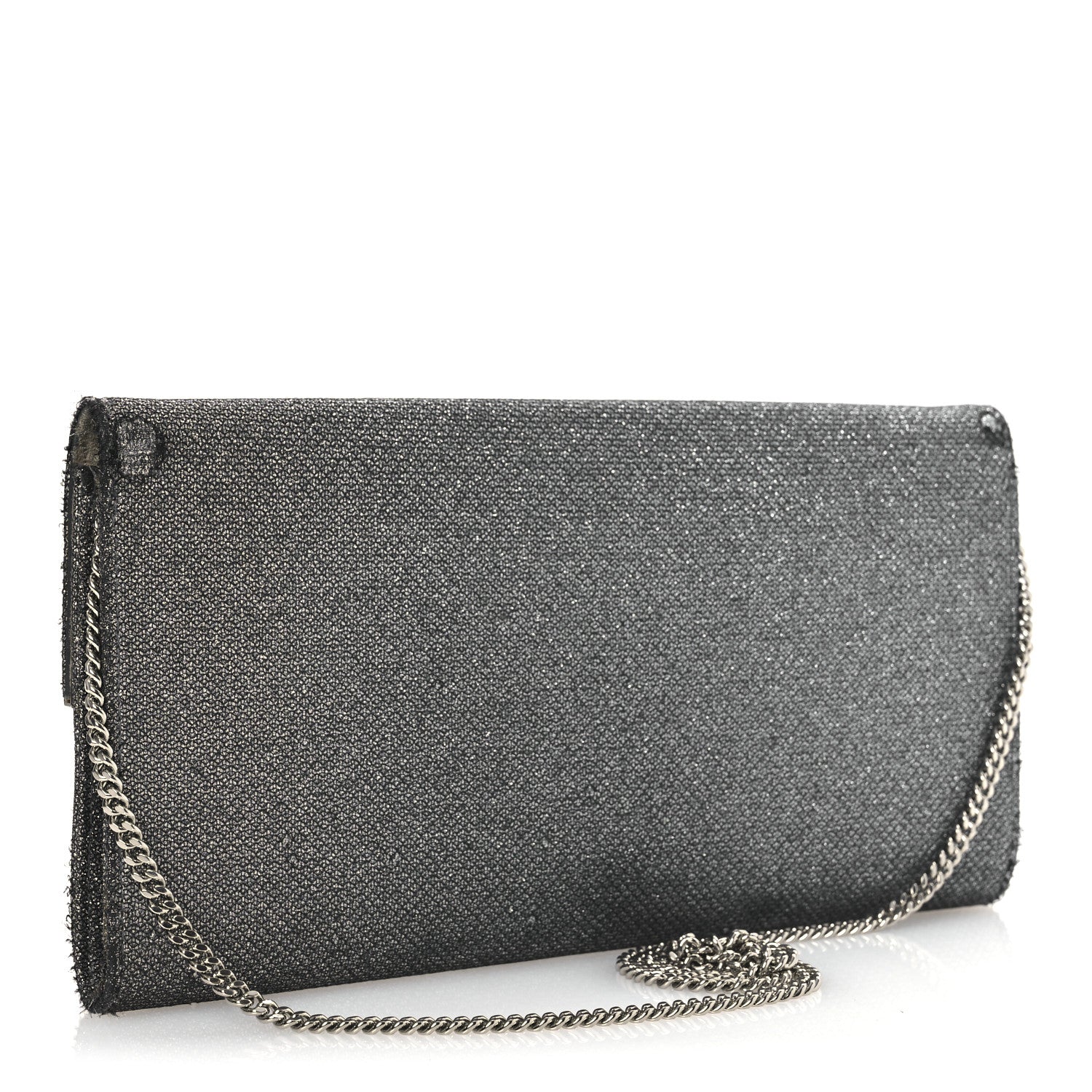 Glitter Fabric Erica Chain Clutch  Anthracite - Top Club