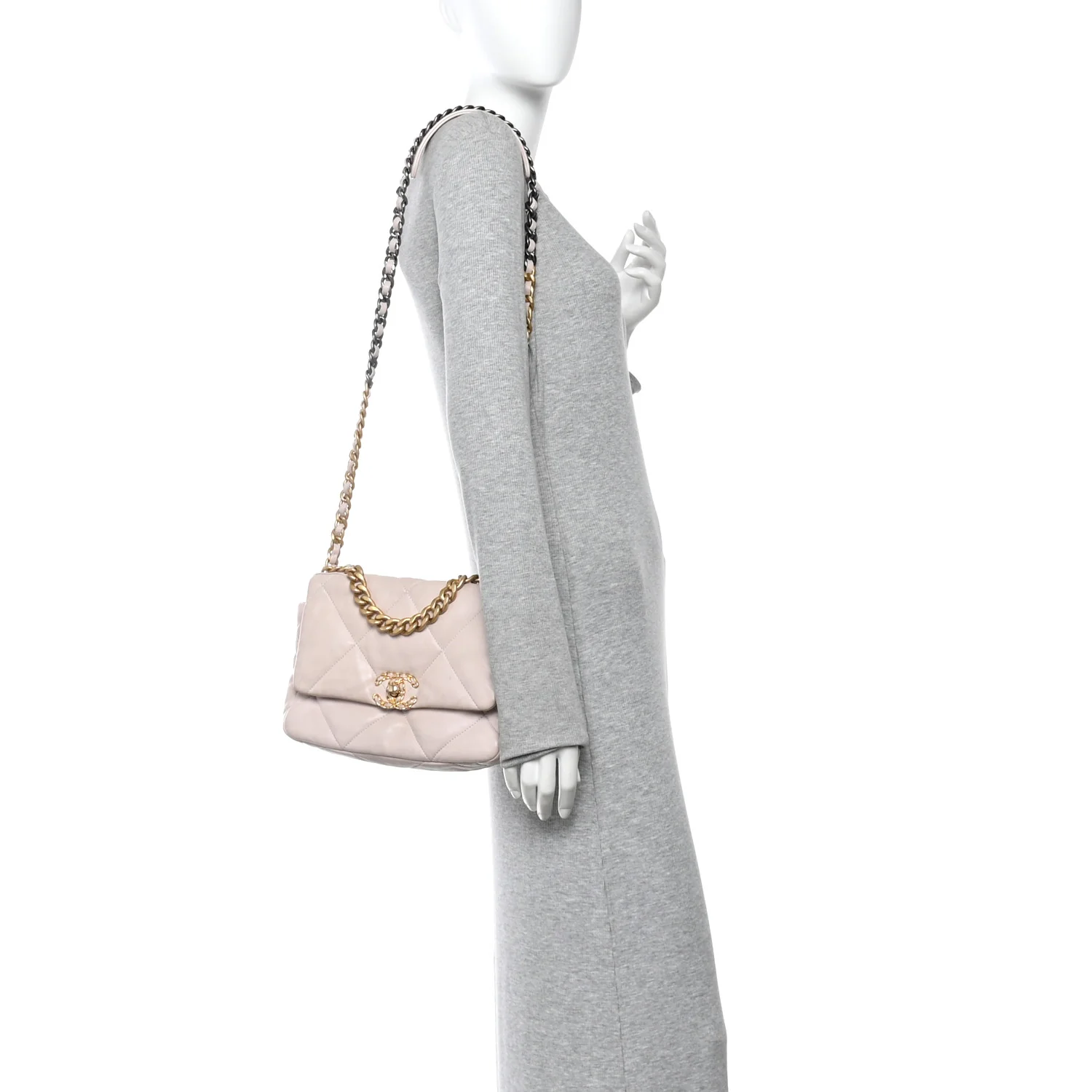 Lambskin Quilted Medium Chanel 19 Flap Light Pink