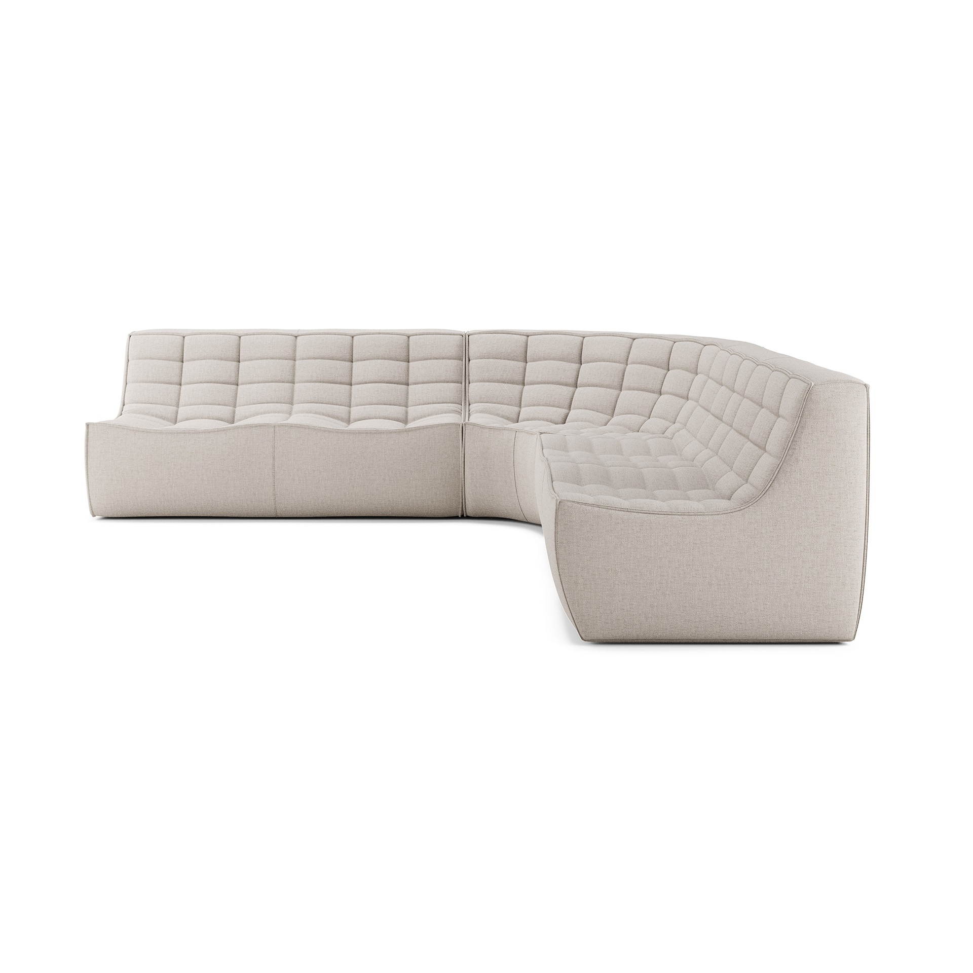 Modulaire bank N701 beige set 2x2  seat 90° ronde hoek