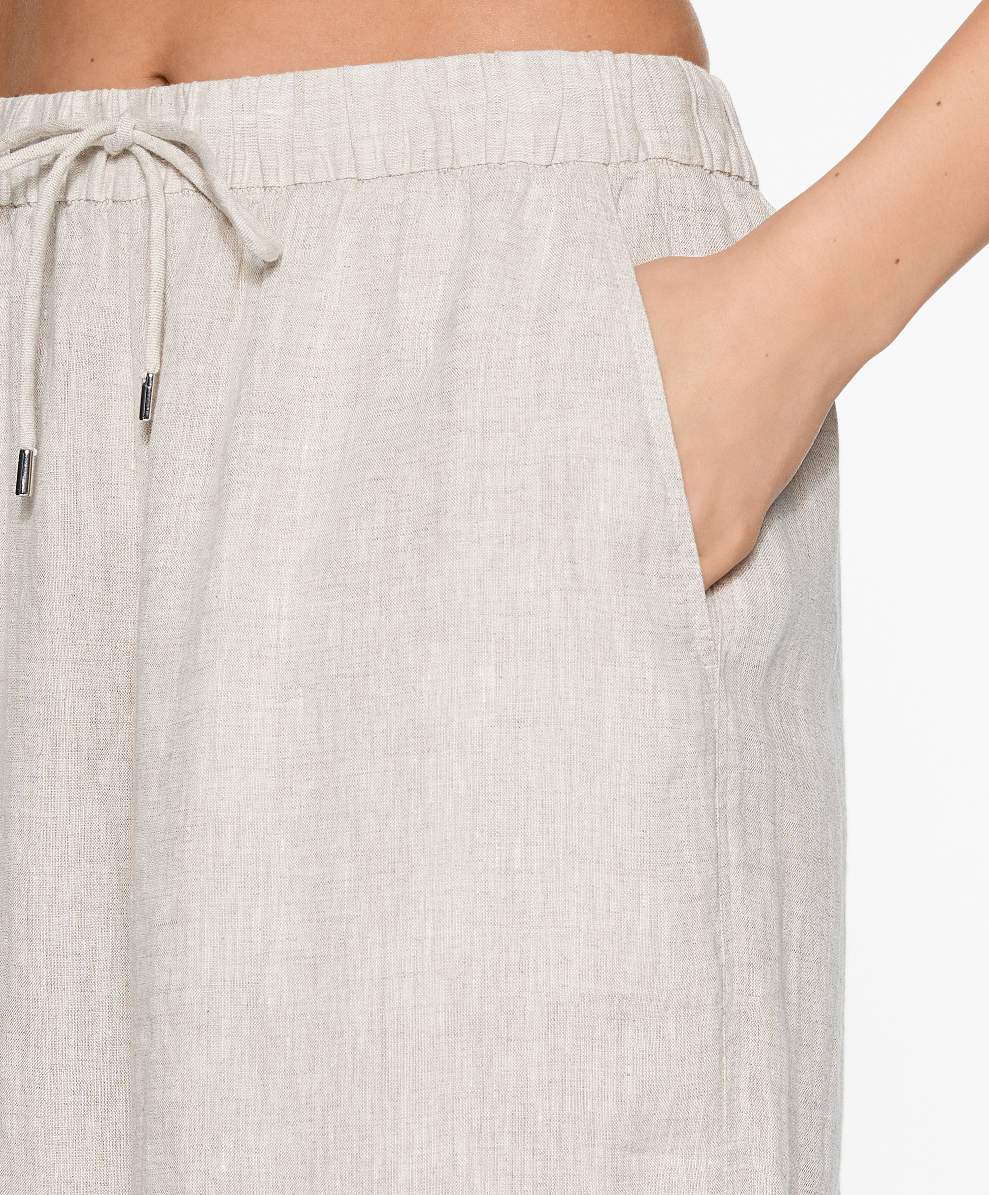 OYSHO 100% linen wide straight-leg trousers
