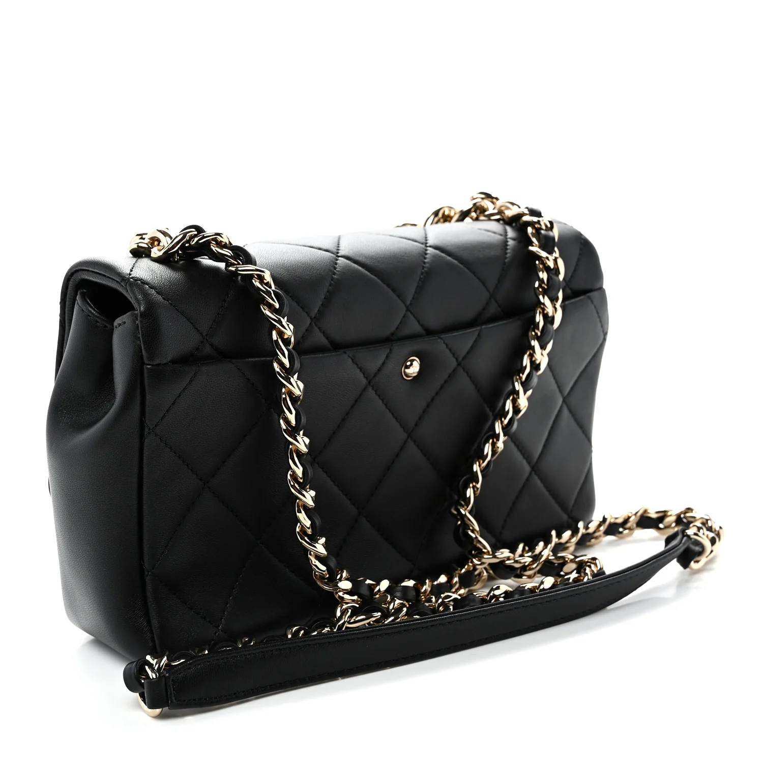 Lambskin Quilted Resin Bi-Color Chain Flap Bag Black - Top Club