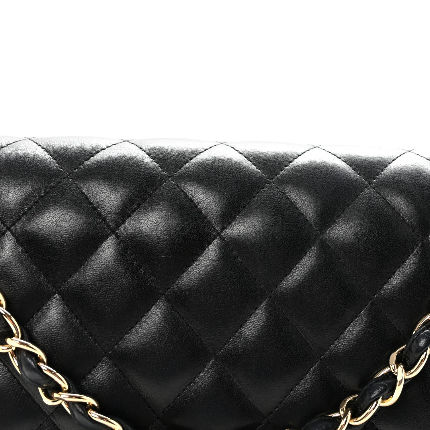 Lambskin Quilted Jumbo Double Flap Black - Top Club