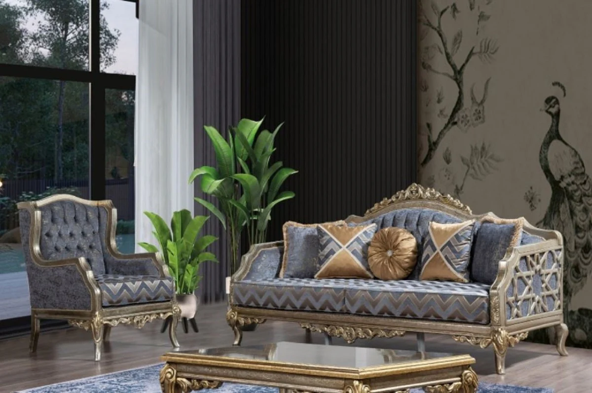 Luxury Baroque Coffee Table Silver / Gold - Handcrafted Solid Wood Living Room Table in Baroque Style - Baroque Living Room Furniture - Noble & Magnificent
