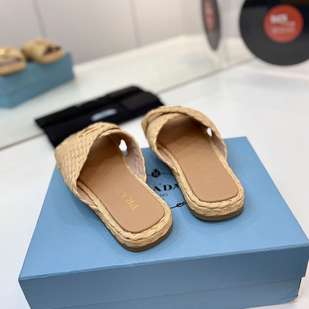 Prada Raffia crisscross slides - Top Club