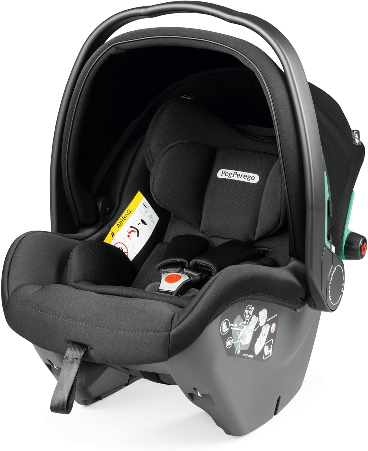 Peg Perego Primo Viaggio SLK - Seggiolino Auto Neonato ISOFIX (40-87 cm), 0-15 Mesi, 0-13 kg, Premiato nei Crash Test, Capottina UPF 50+, Seduta Imbottita, Protezioni Laterali, Onyx