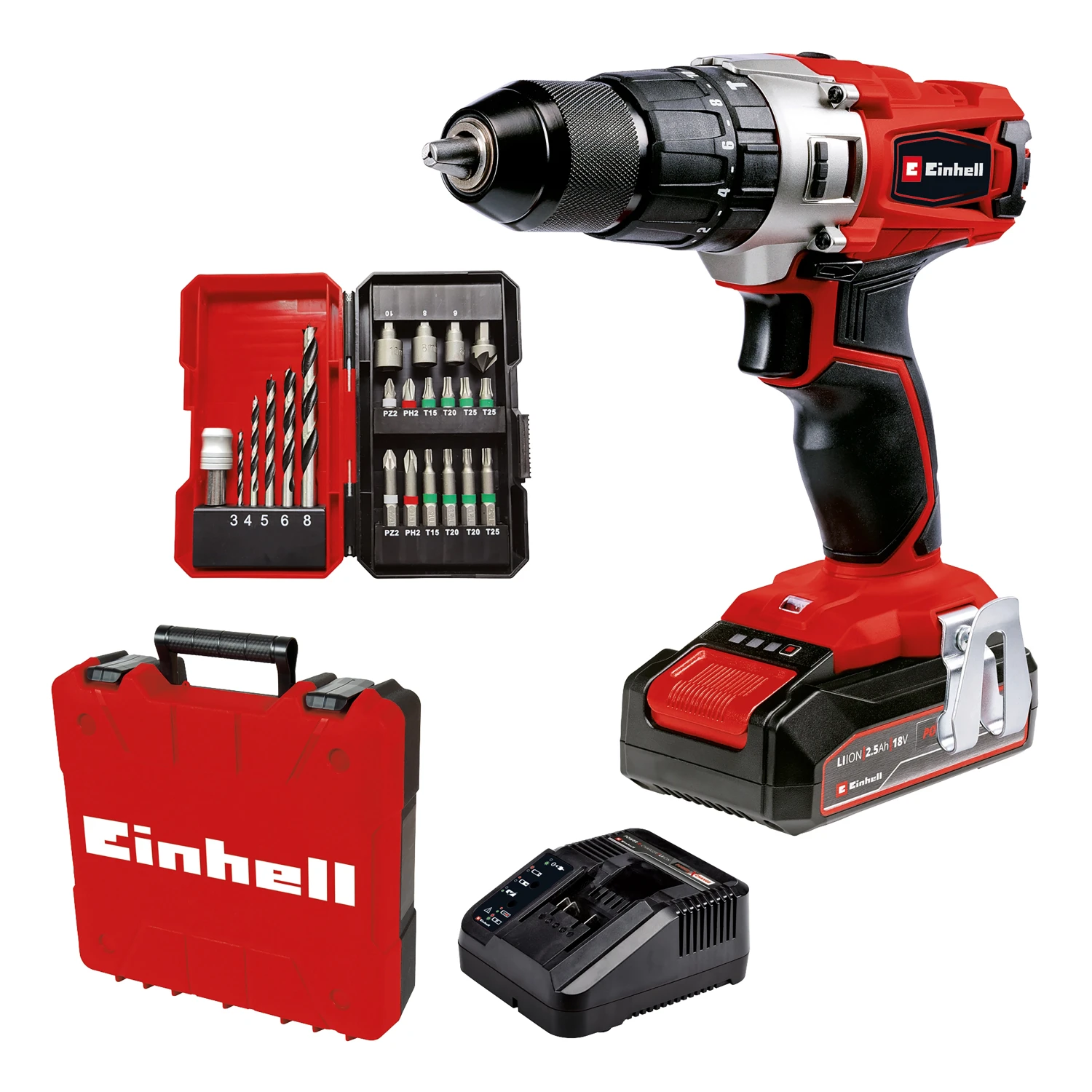 Einhell Trapano avvitatore a percussione a batteria Einhell TE-CD 18/2 Li-i +22